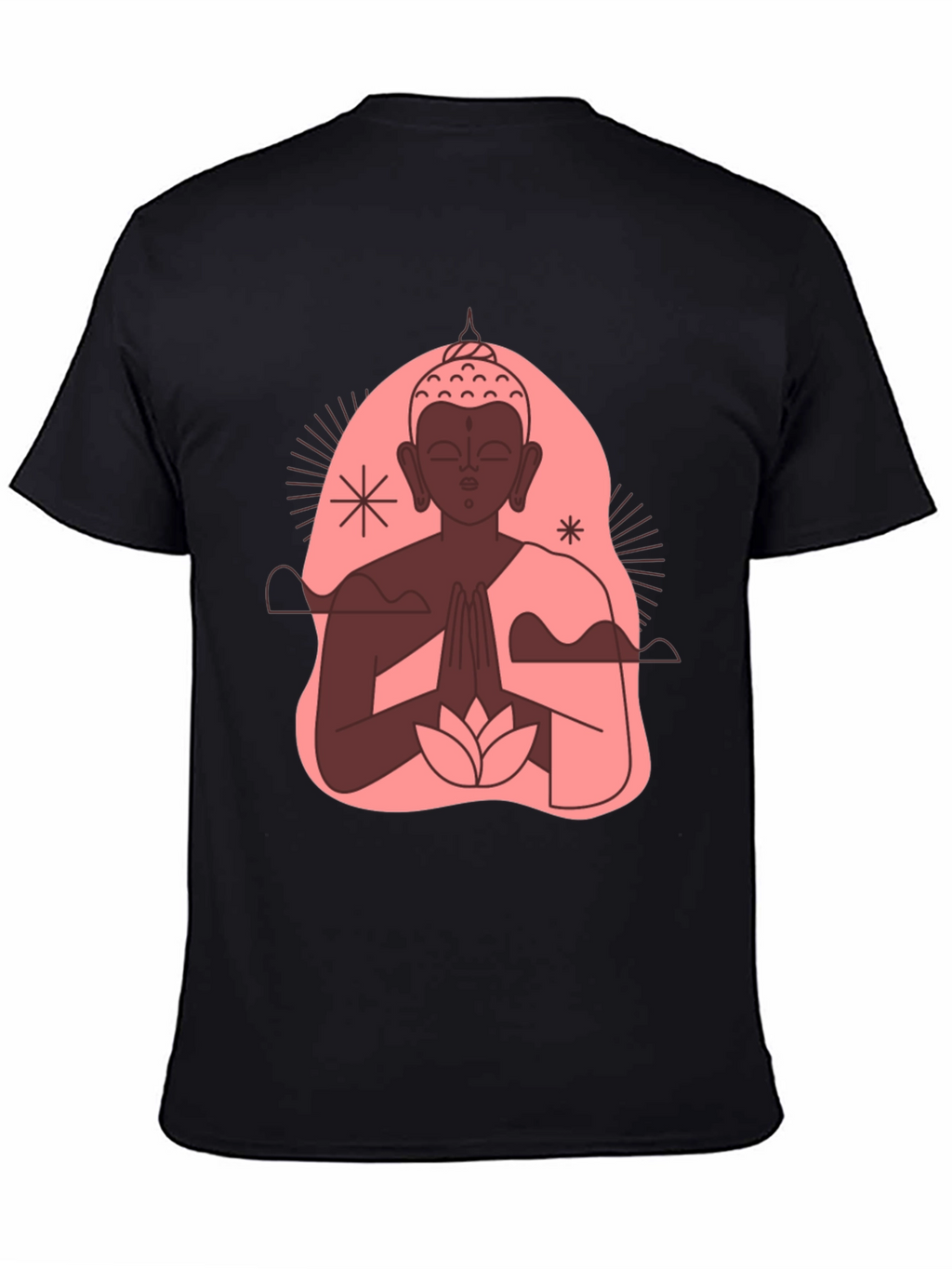 Buddha Graphic Black T-Shirt - Peaceful Lotus Design