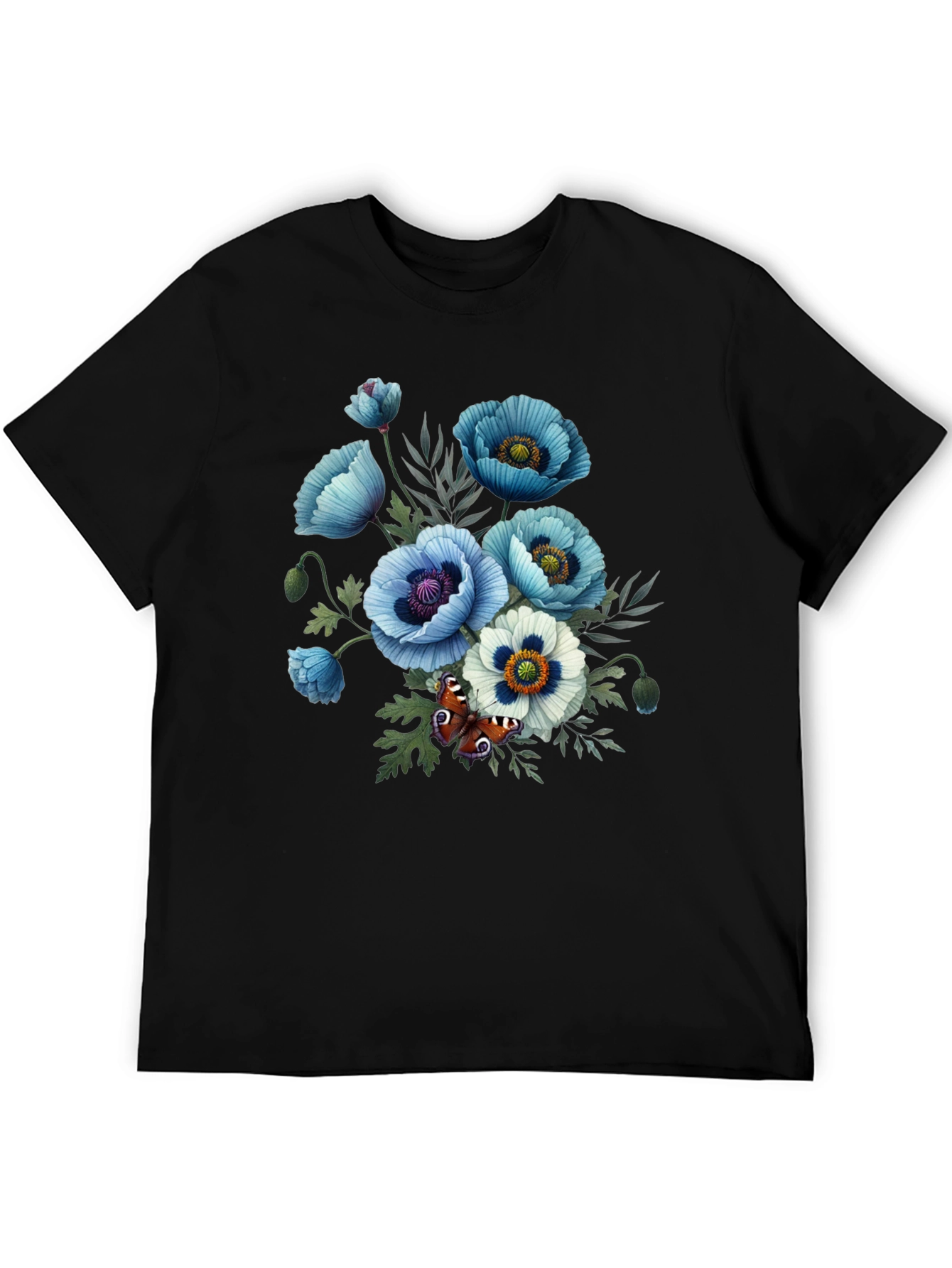 Floral Poppy T-Shirt - Black Graphic Tee