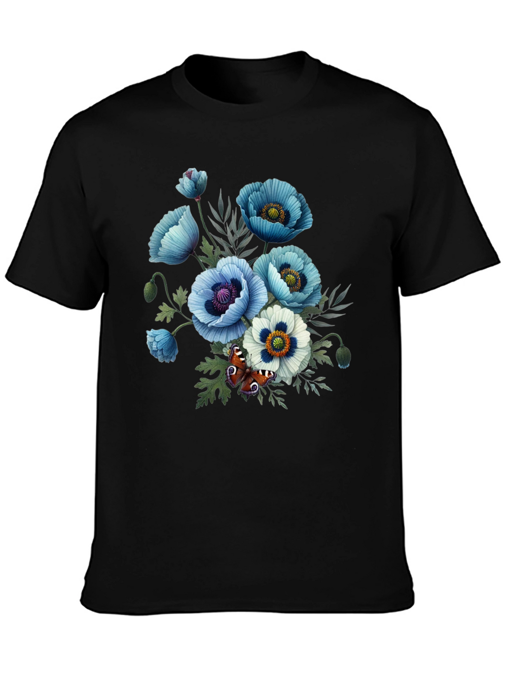 Floral Poppy T-Shirt - Black Graphic Tee