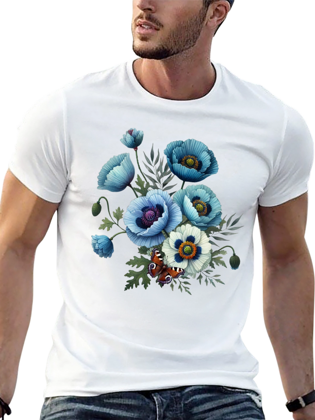 Floral Poppy T-Shirt - Black Graphic Tee