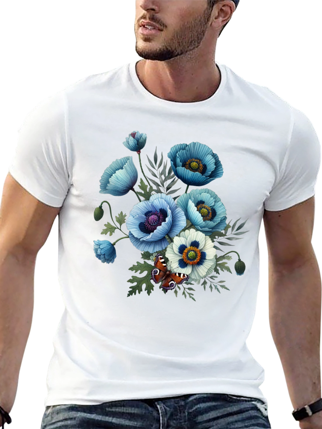 Floral Poppy T-Shirt - Black Graphic Tee