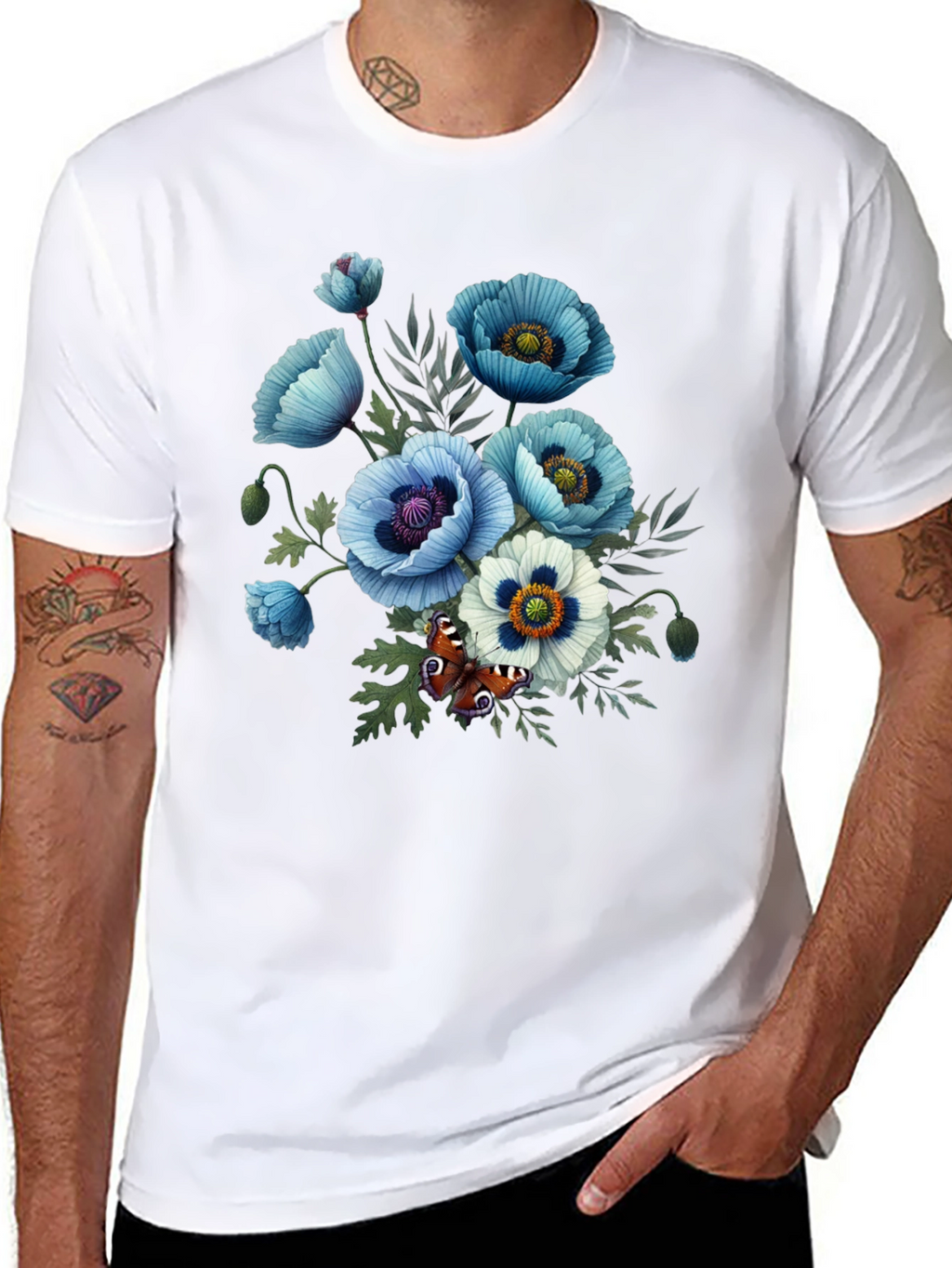 Floral Poppy T-Shirt - Black Graphic Tee
