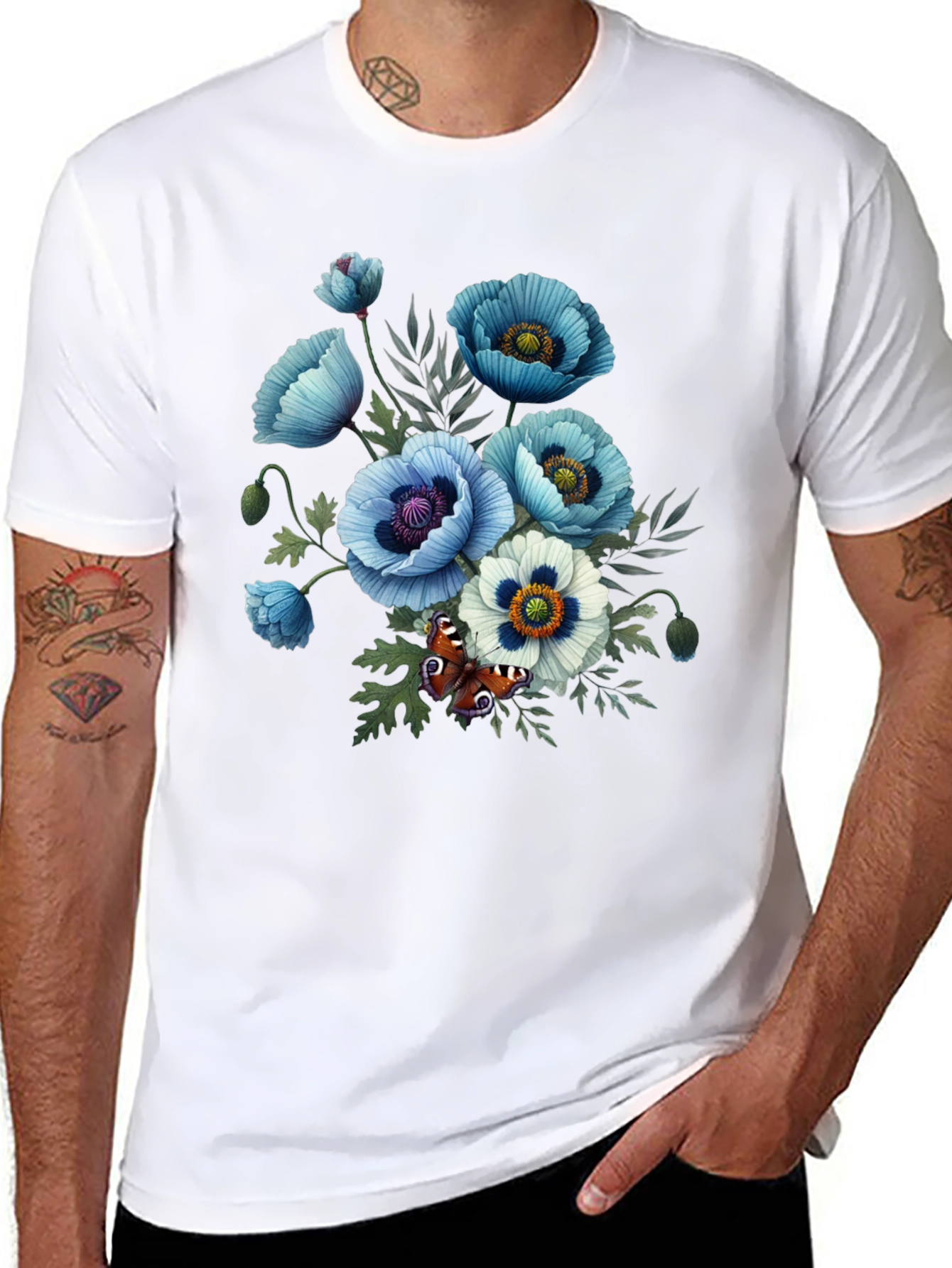 Floral Poppy T-Shirt - Black Graphic Tee