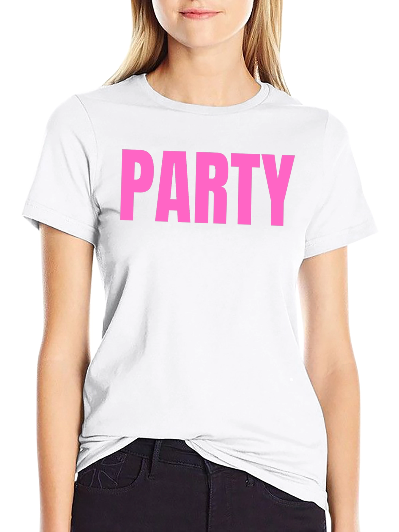 Party T-Shirt - Bold Pink Text on Black