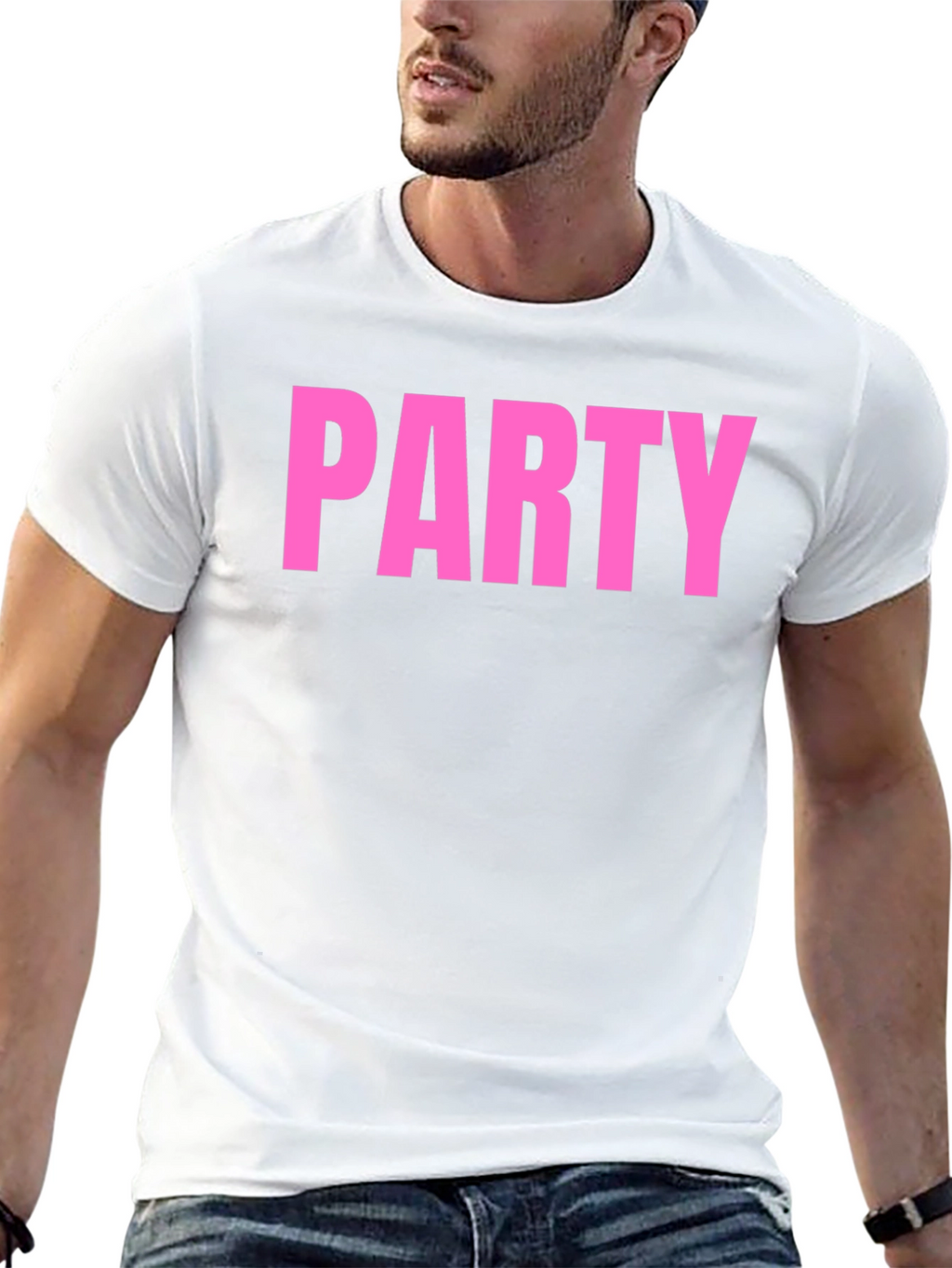 Party T-Shirt - Bold Pink Text on Black