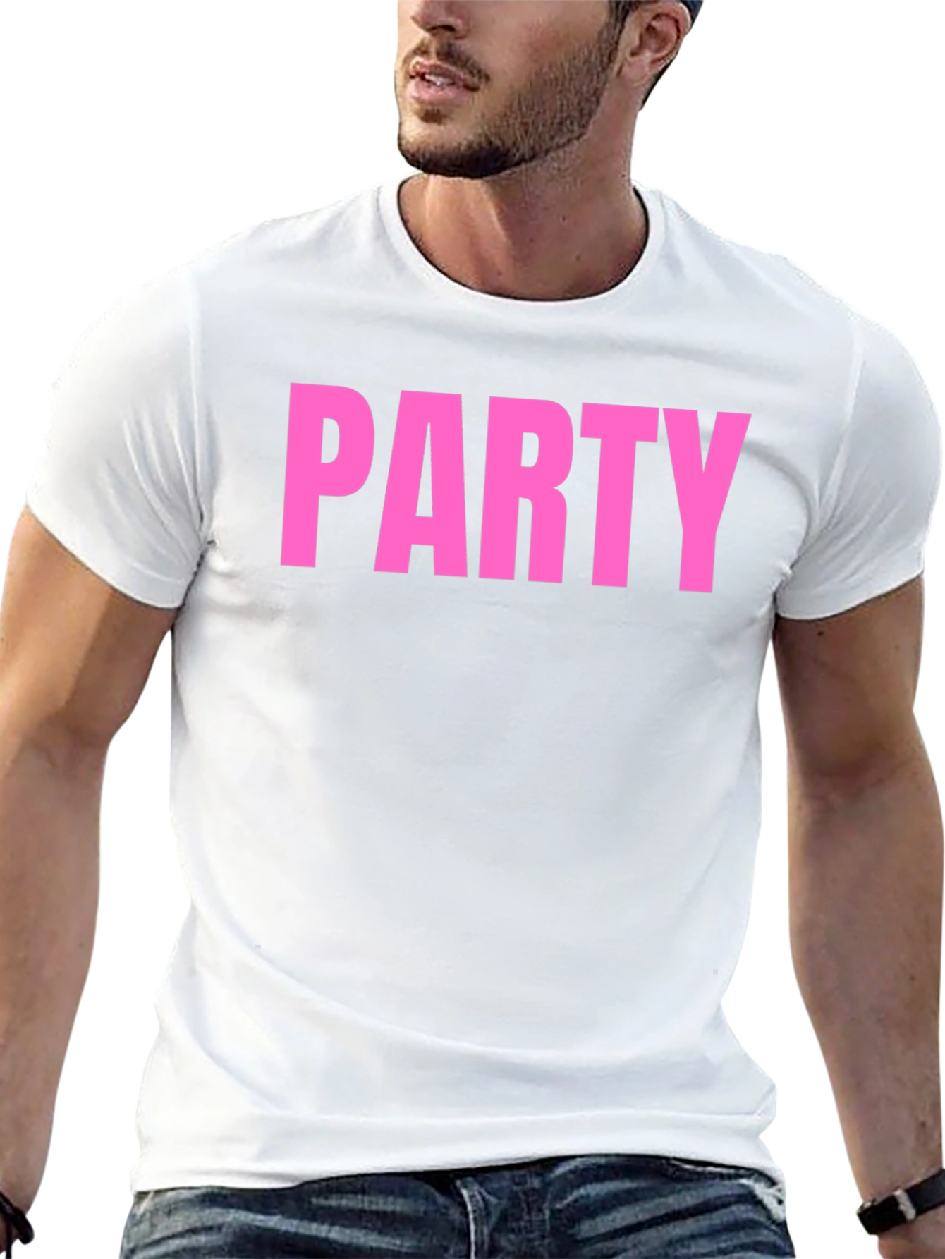 Party T-Shirt - Bold Pink Text on Black