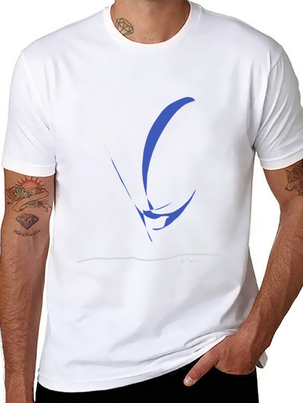 Abstract Sailboat Graphic Tee - Black