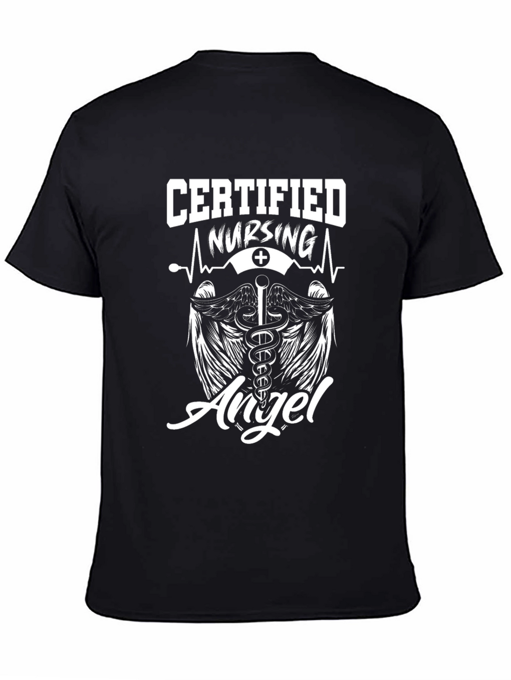 Certified Nursing Angel Graphic T-Shirt - Black