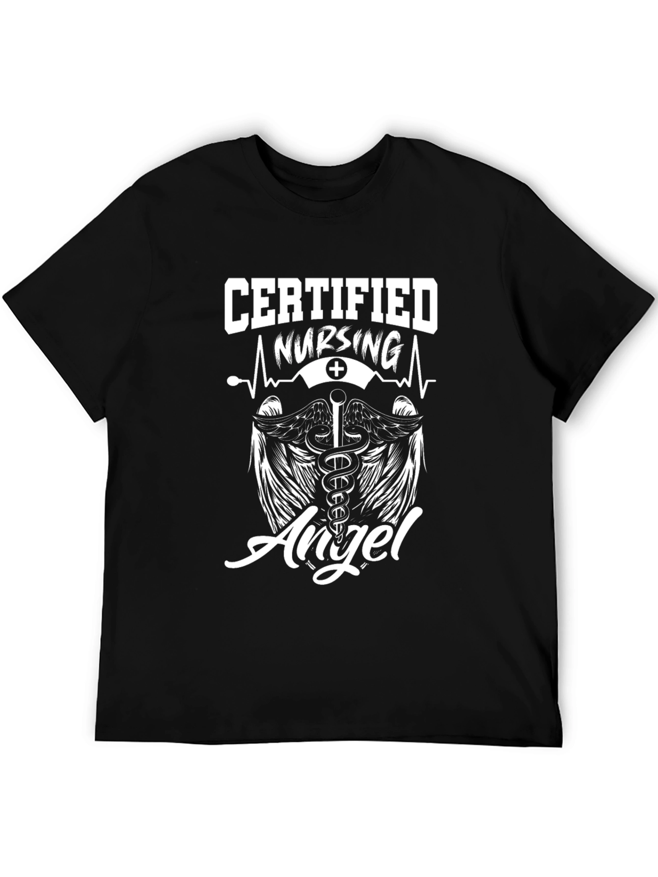 Certified Nursing Angel Graphic T-Shirt - Black