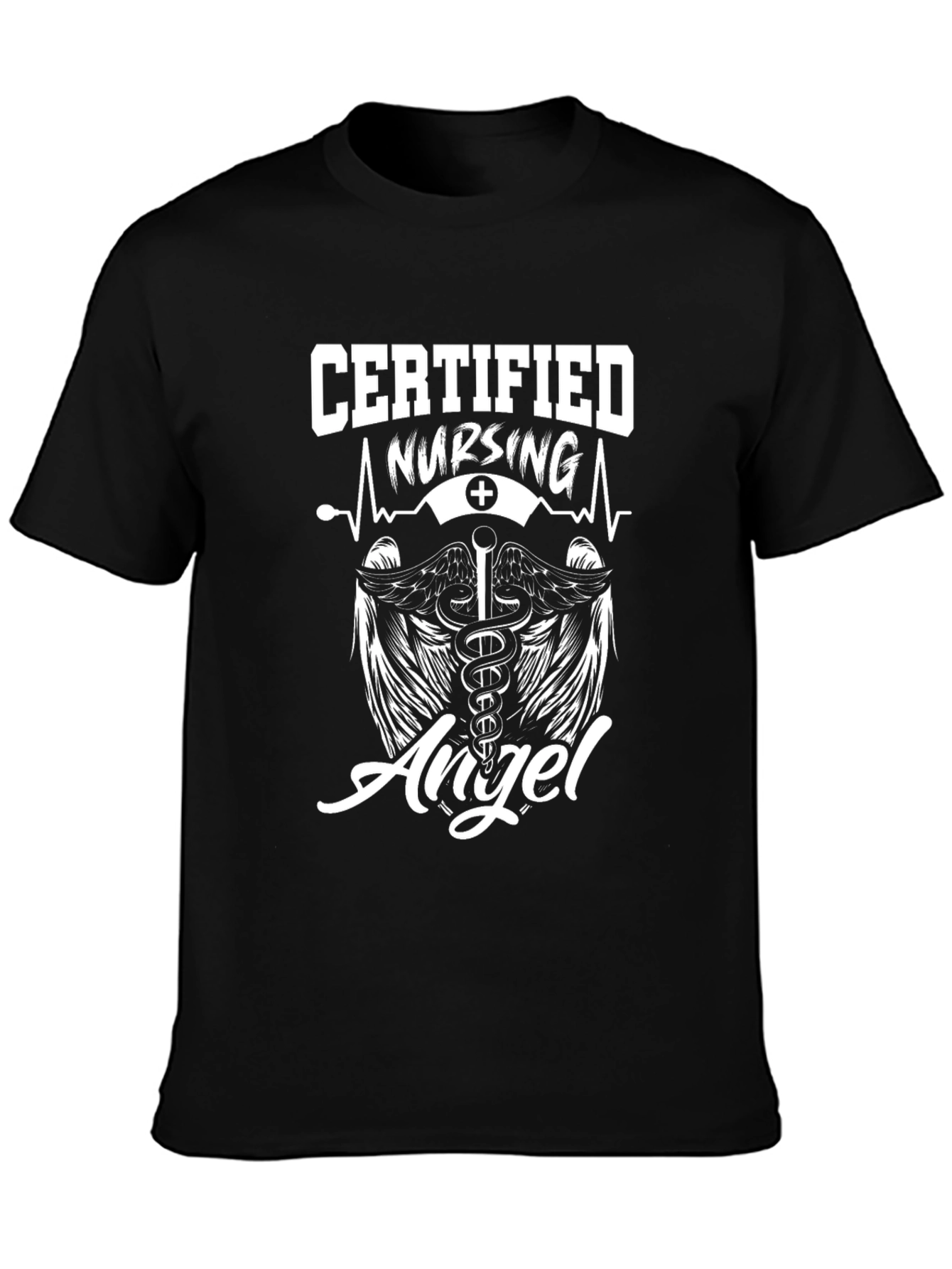 Certified Nursing Angel Graphic T-Shirt - Black