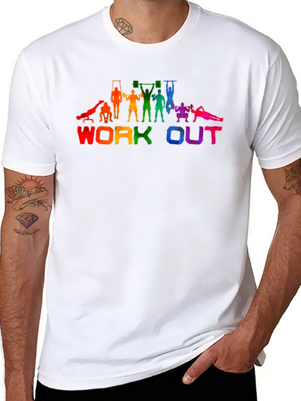 Rainbow Workout Graphic T-Shirt - Gym Lover Tee