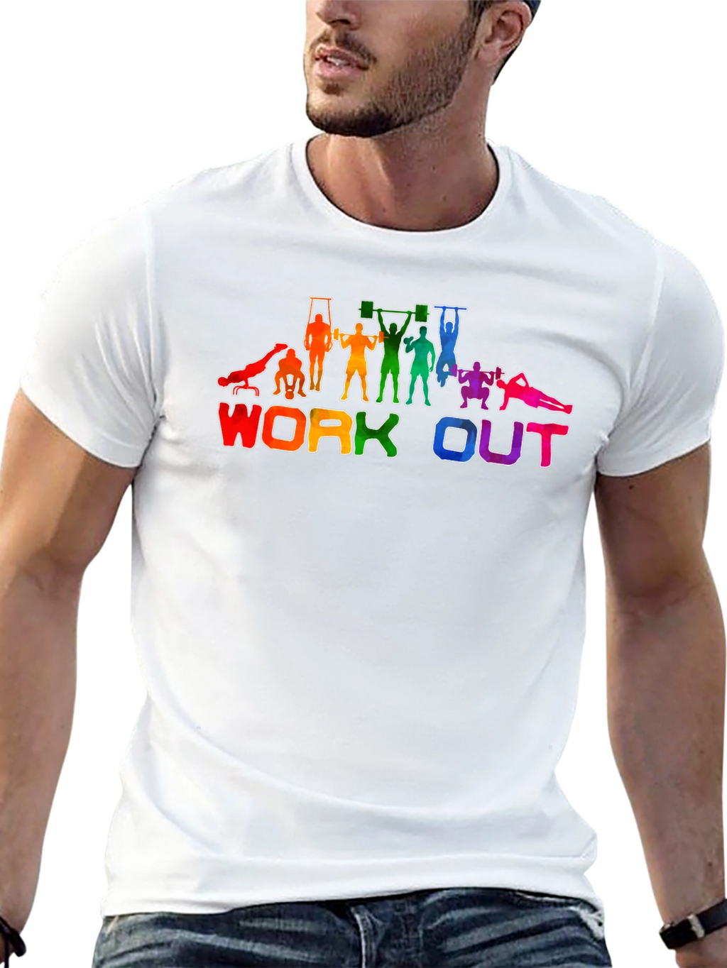 Rainbow Workout Graphic T-Shirt - Gym Lover Tee