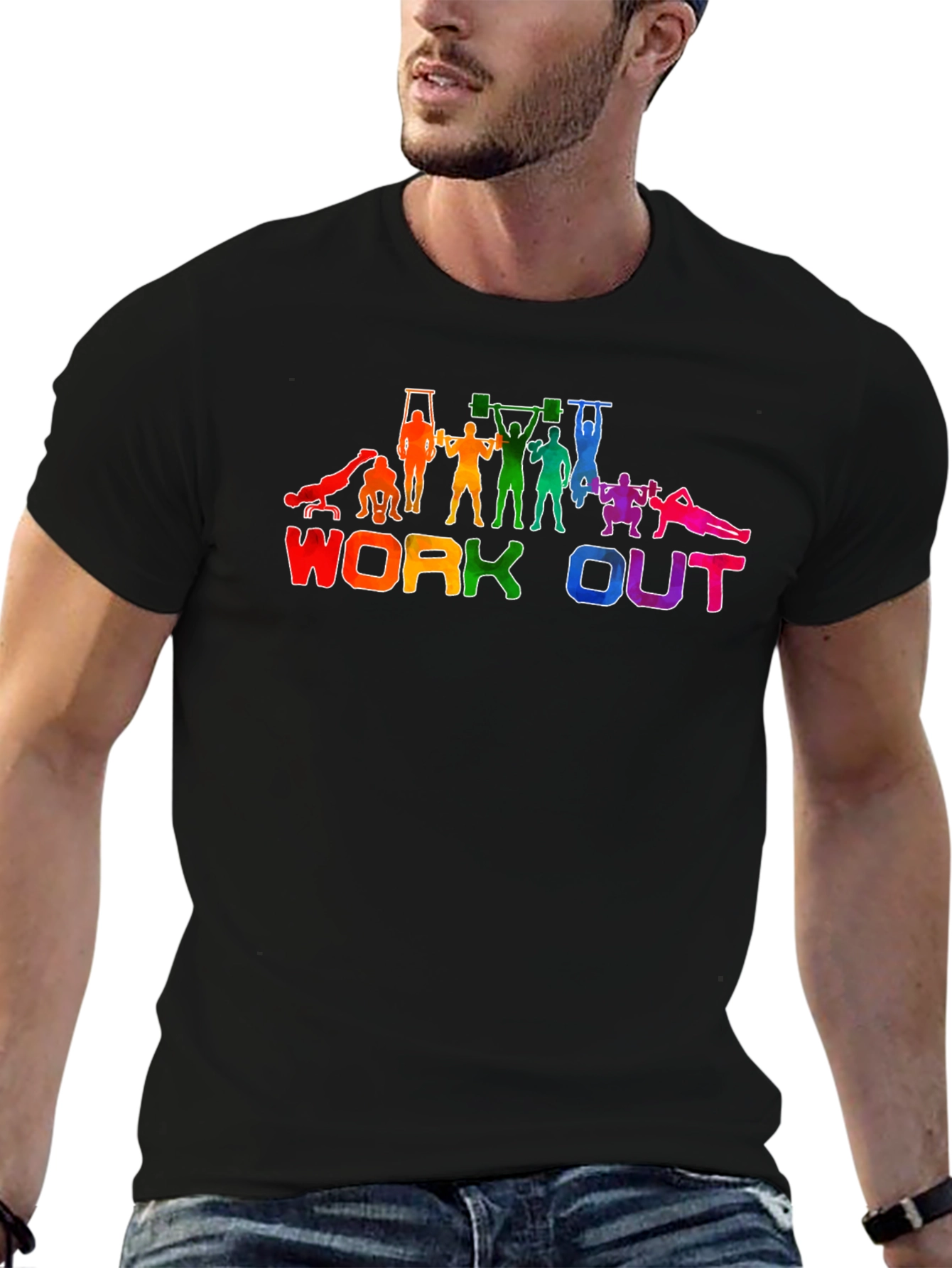 Rainbow Workout Graphic T-Shirt - Gym Lover Tee