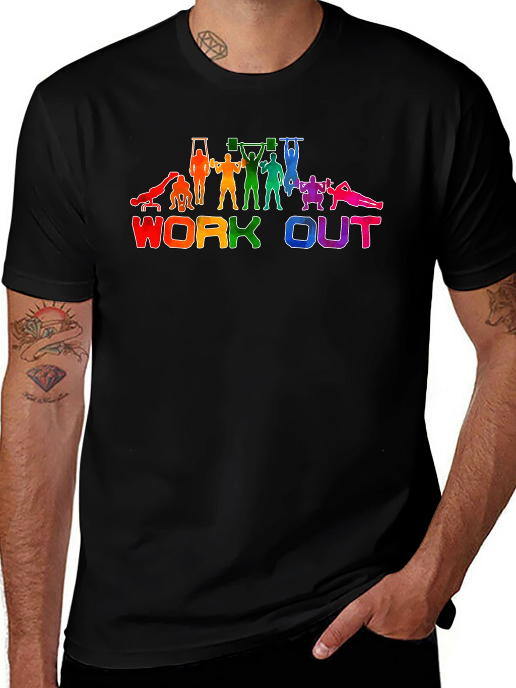 Rainbow Workout Graphic T-Shirt - Gym Lover Tee