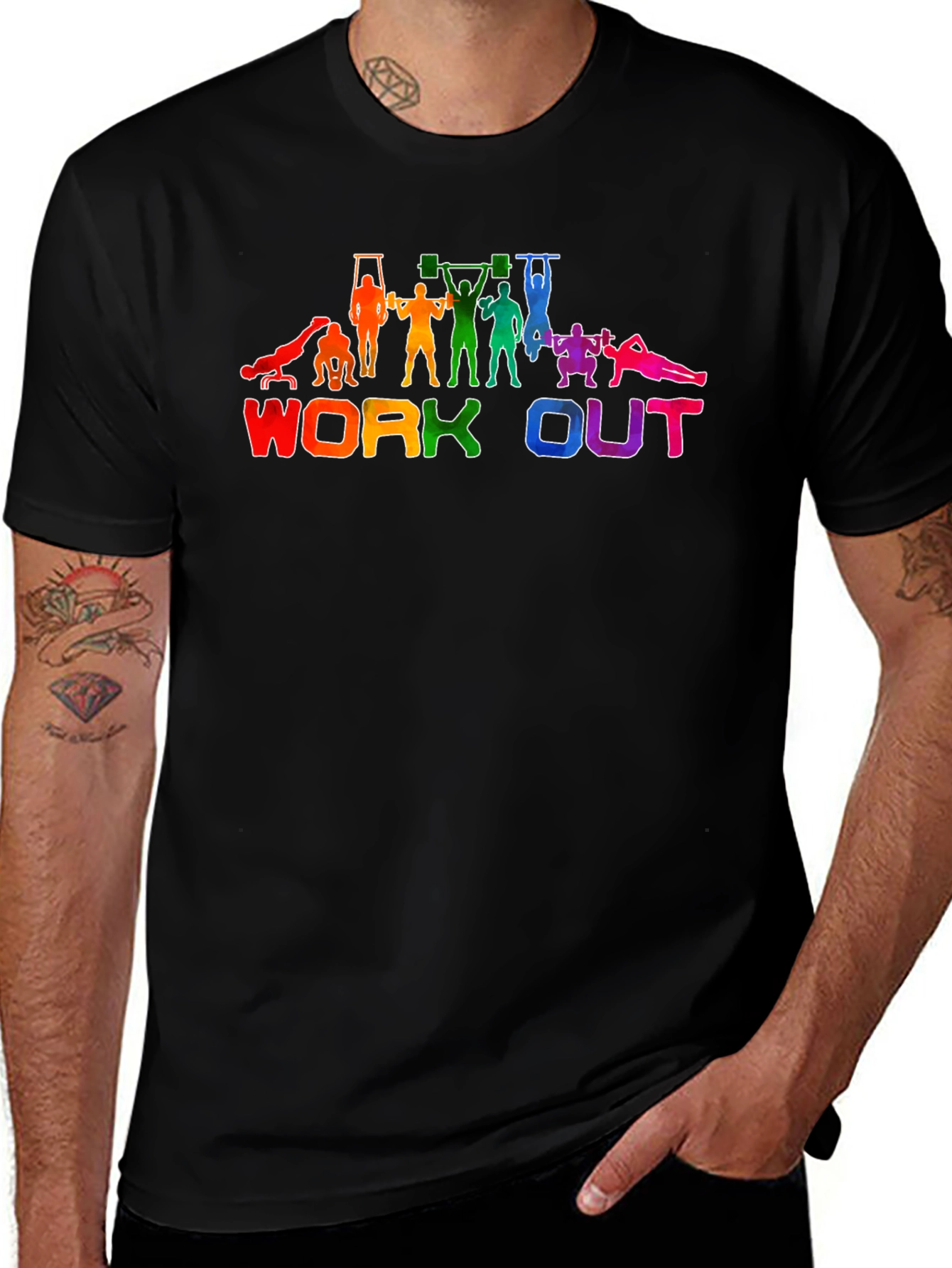 Rainbow Workout Graphic T-Shirt - Gym Lover Tee