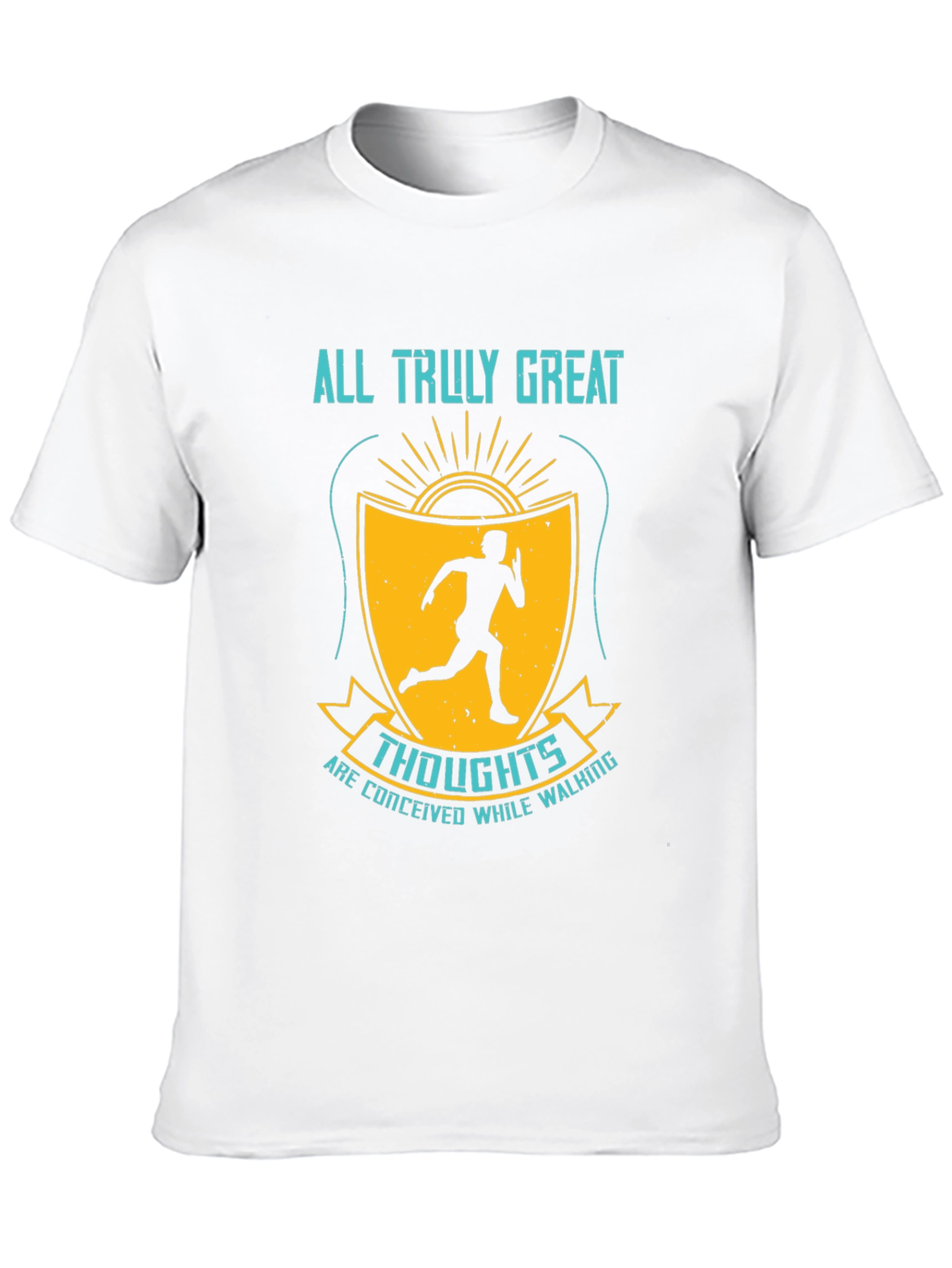 Inspirational Running T-Shirt - Great Thoughts While Walking