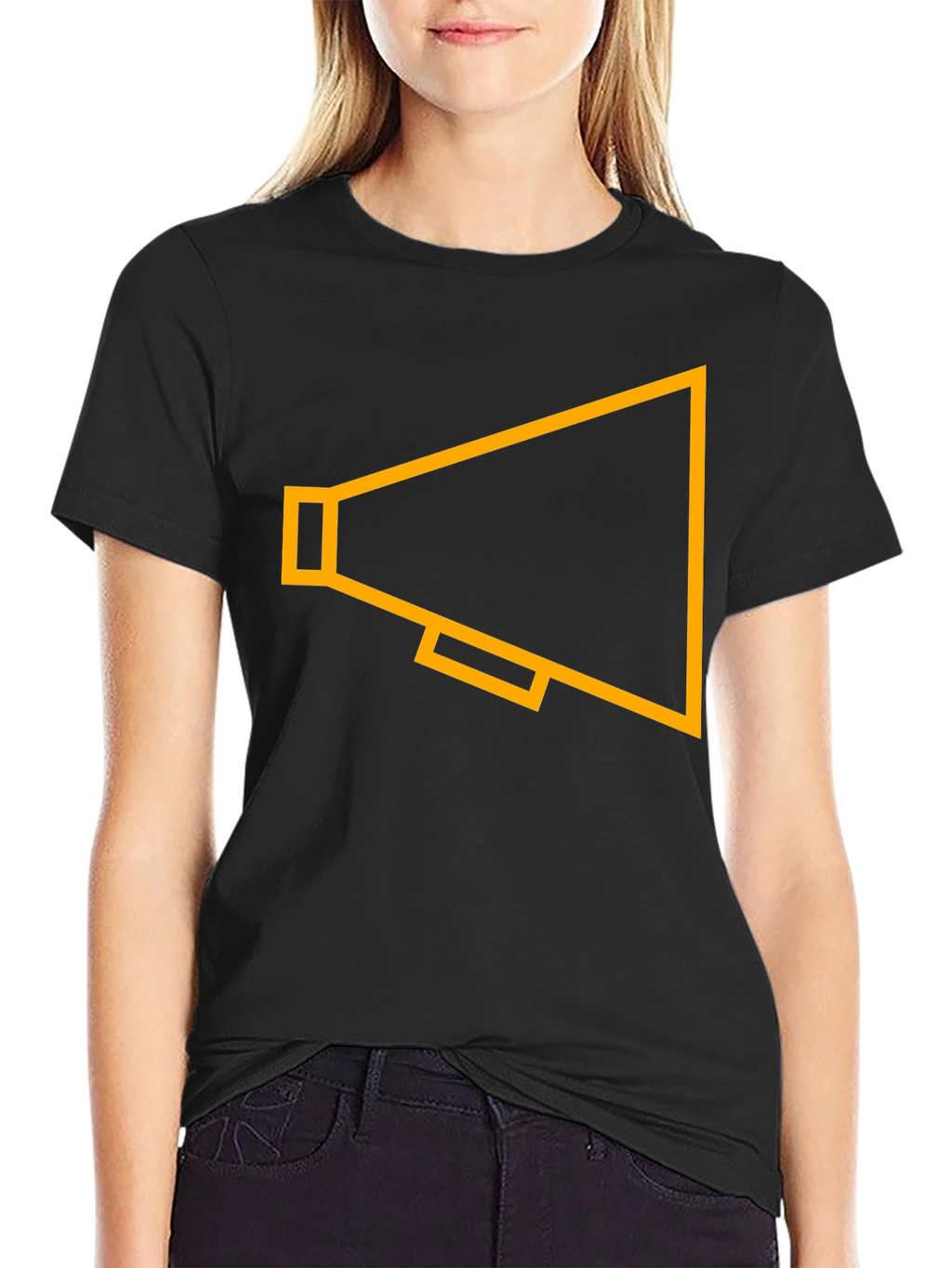Black T-Shirt with Gold Megaphone Graphic