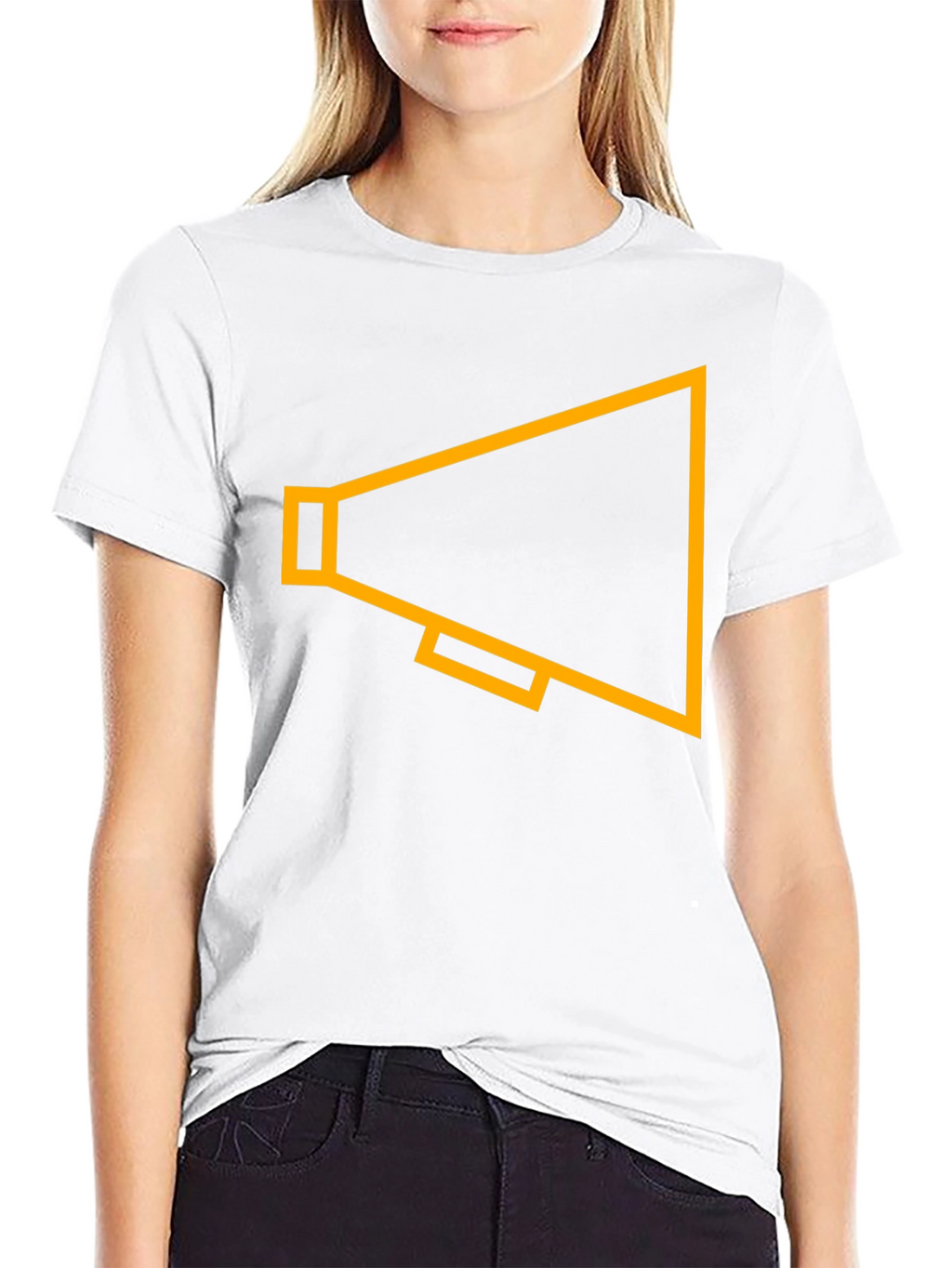 Black T-Shirt with Gold Megaphone Graphic