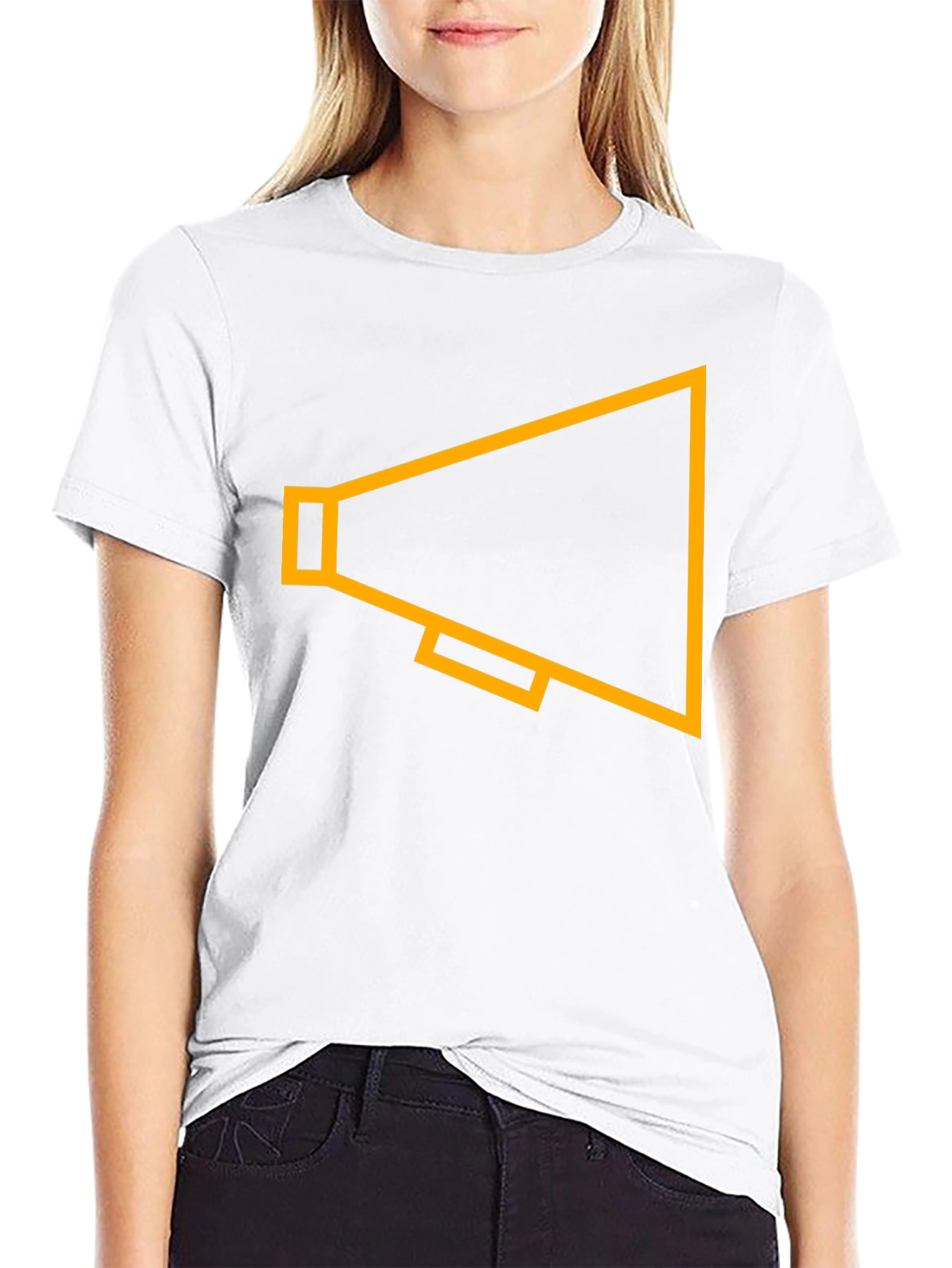 Black T-Shirt with Gold Megaphone Graphic