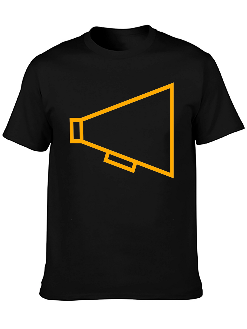 Black T-Shirt with Gold Megaphone Graphic
