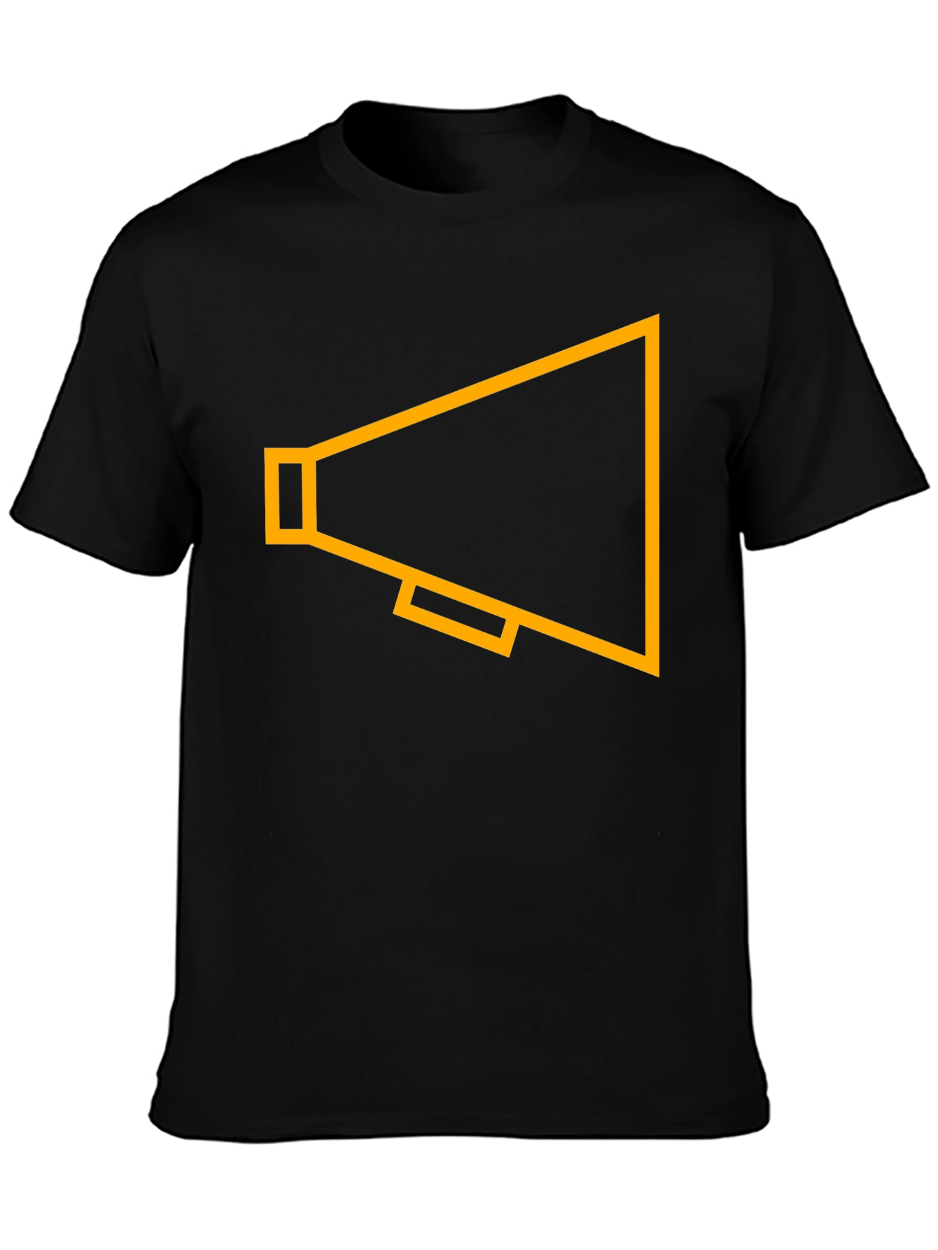 Black T-Shirt with Gold Megaphone Graphic