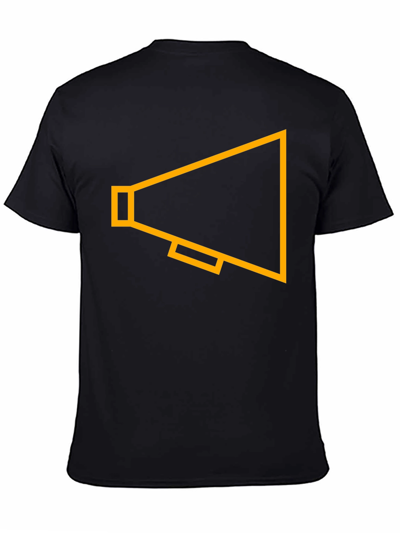 Black T-Shirt with Gold Megaphone Graphic