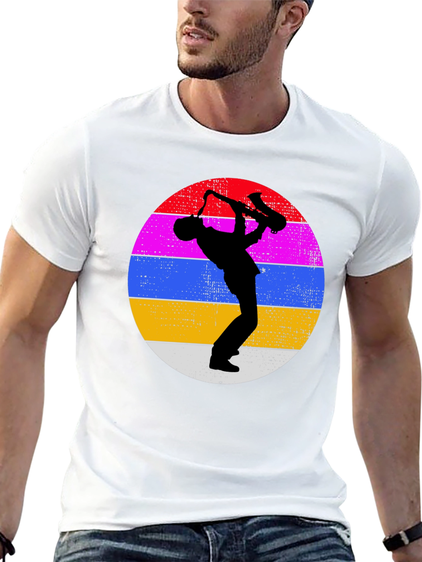 Retro Saxophone Player Graphic Tee - Cool Musician T-Shirt