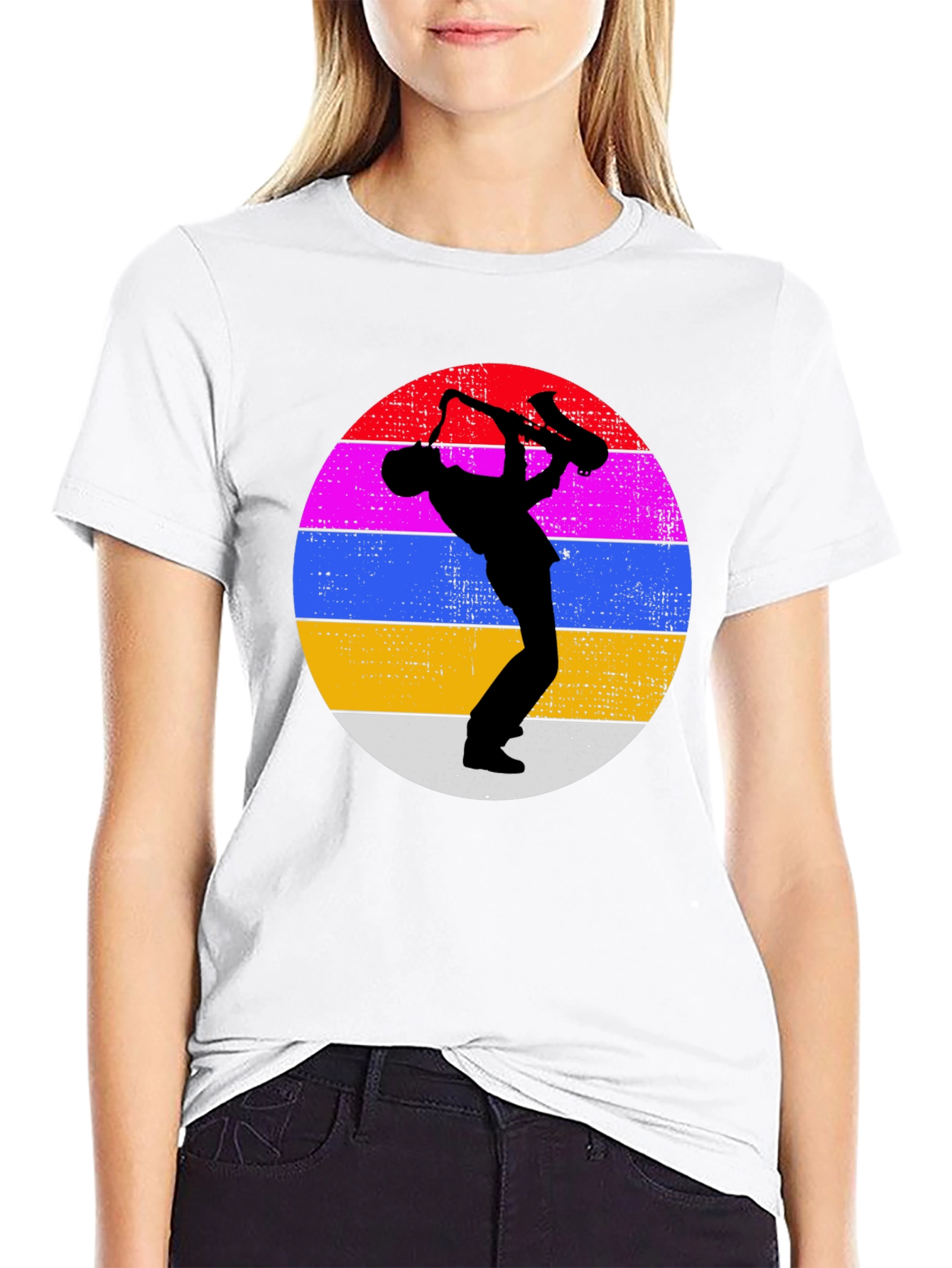 Retro Saxophone Player Graphic Tee - Cool Musician T-Shirt