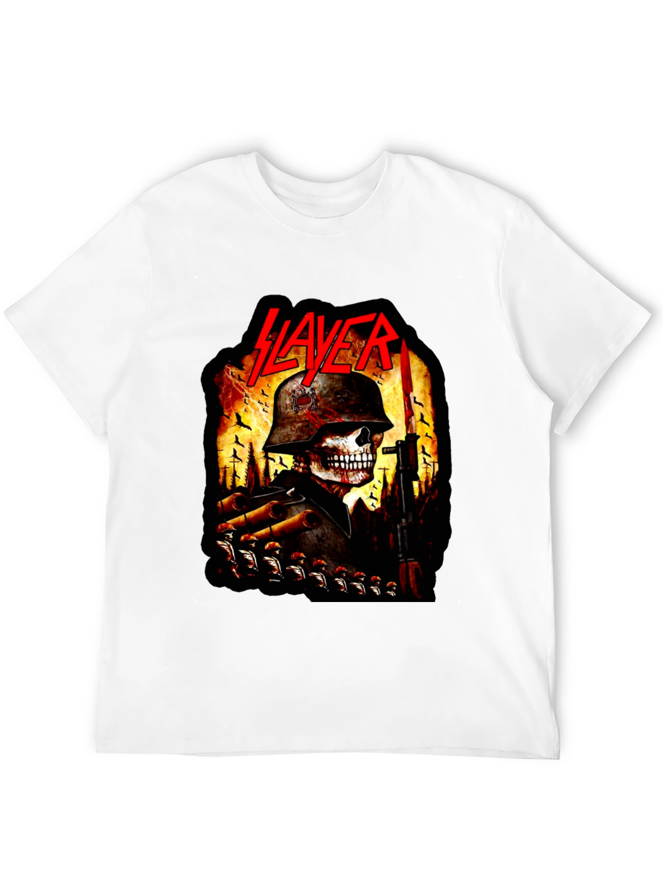 Slayer Band Skull Soldier Graphic Black T-Shirt