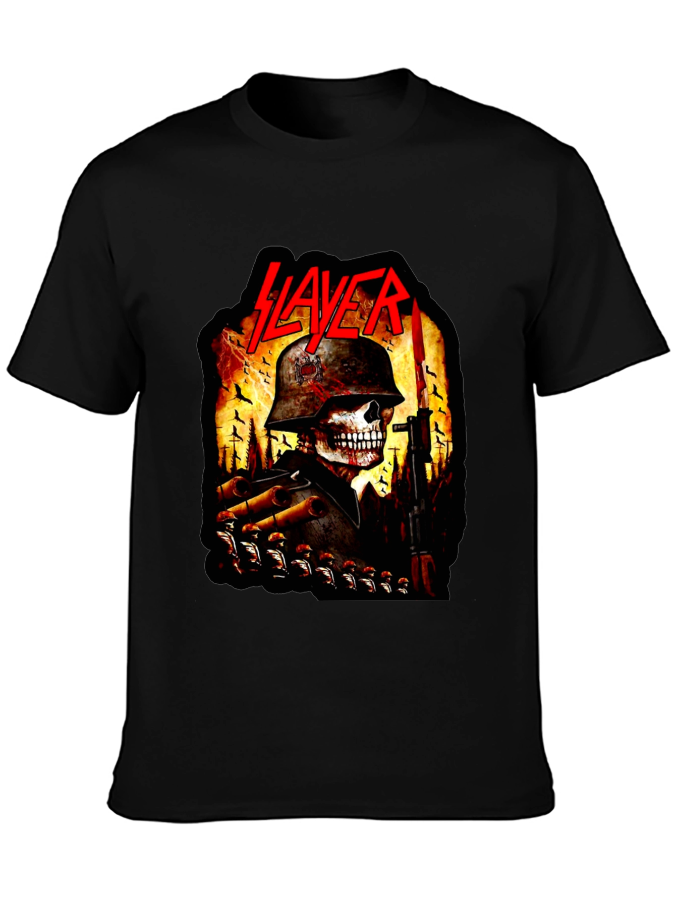 Slayer Band Skull Soldier Graphic Black T-Shirt