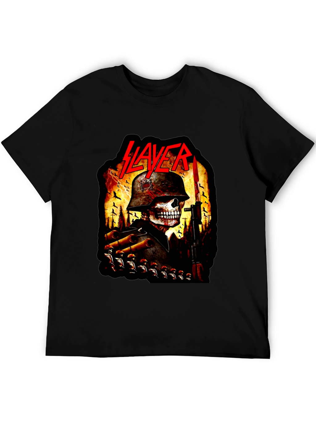 Slayer Band Skull Soldier Graphic Black T-Shirt