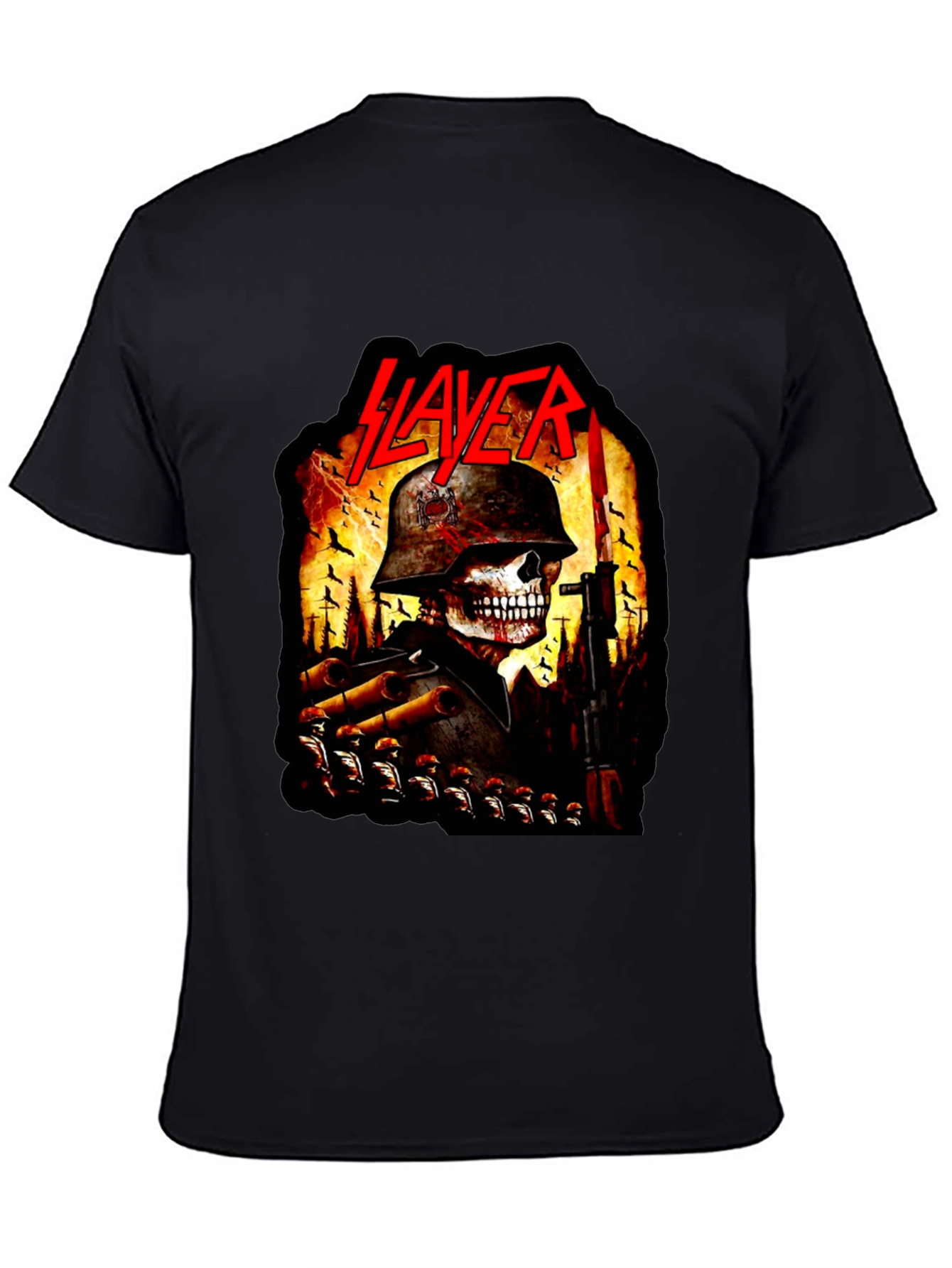 Slayer Band Skull Soldier Graphic Black T-Shirt