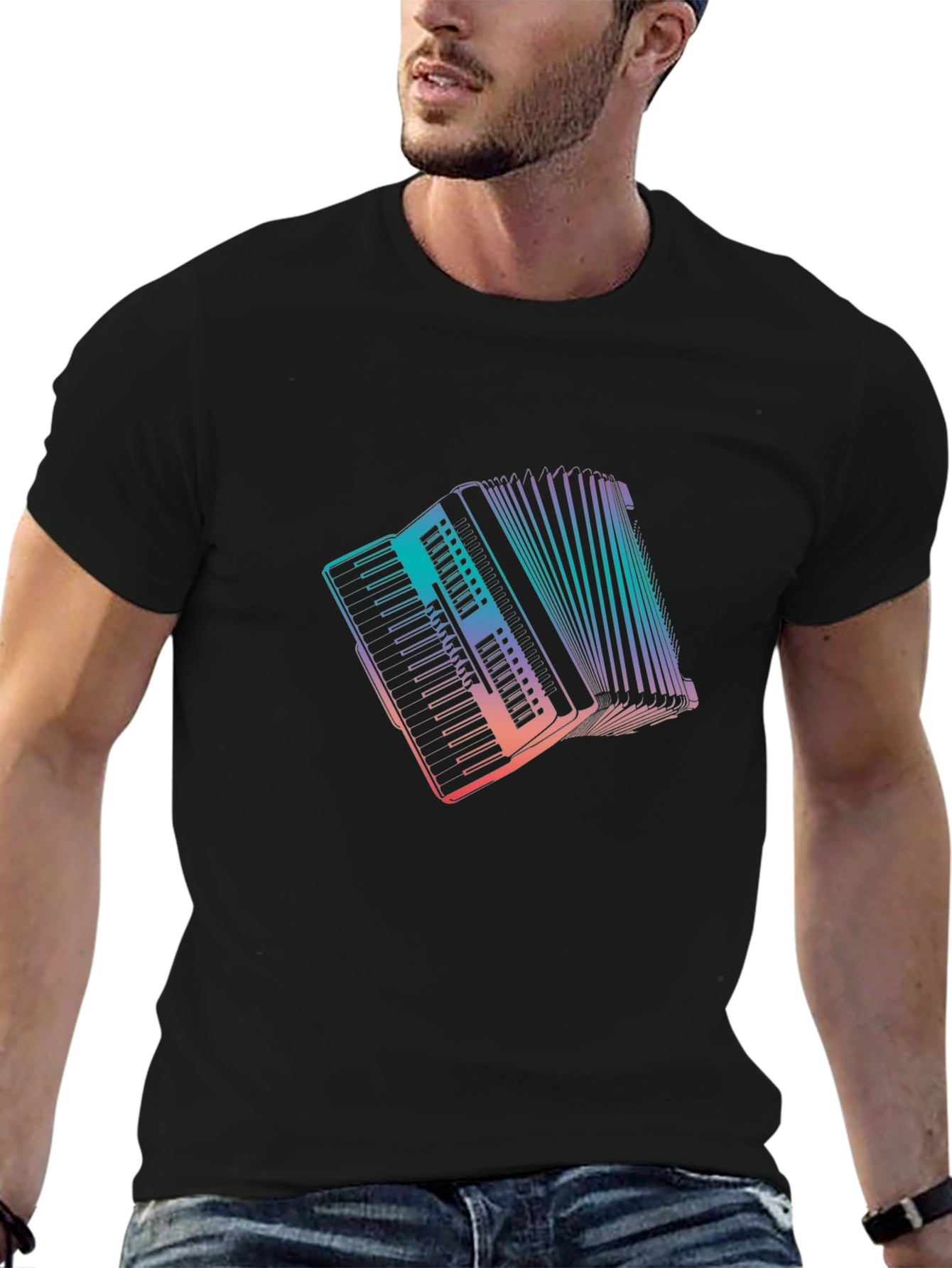 Accordion Graphic Tee - Retro Musical Instrument T-Shirt