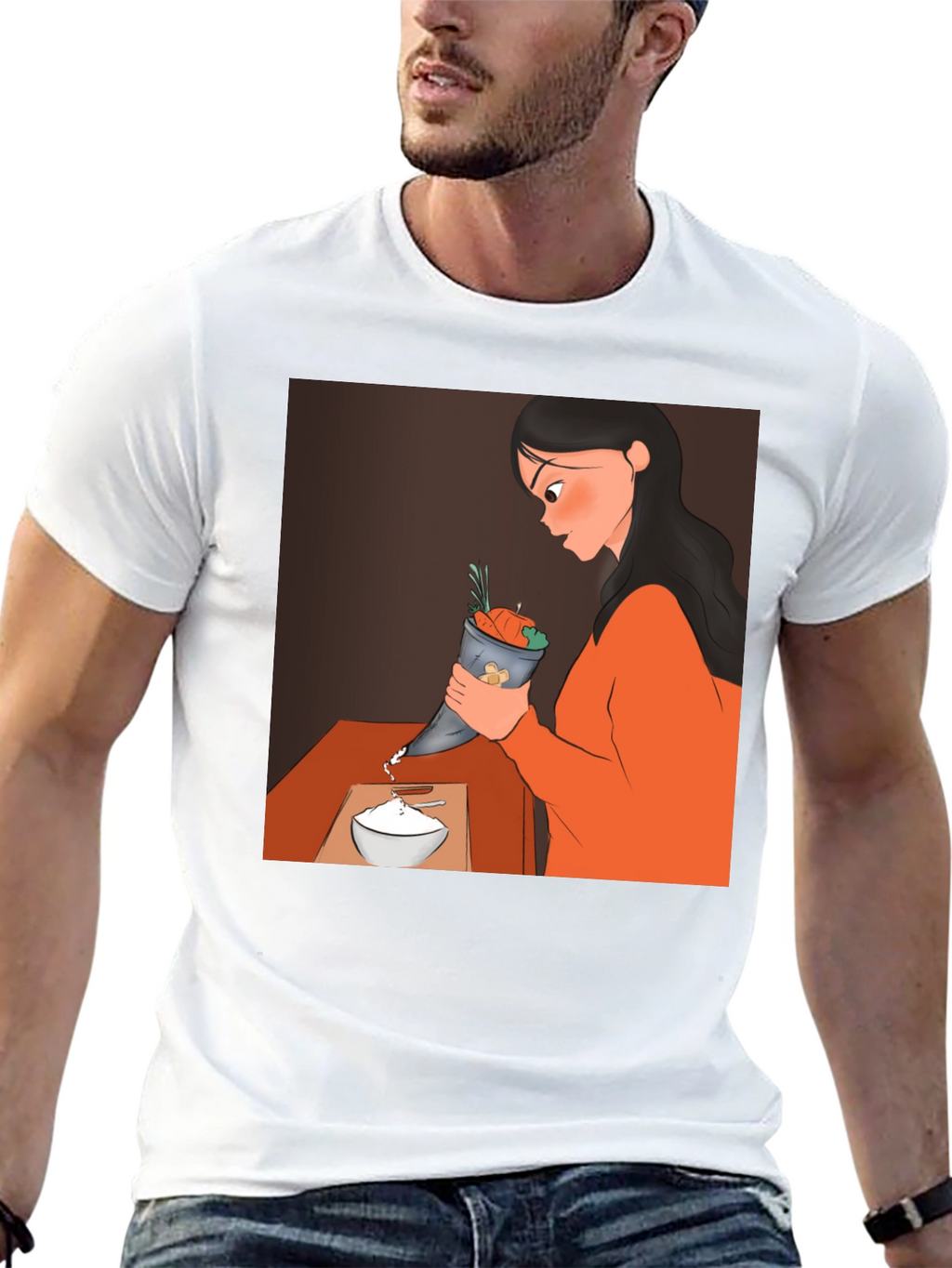 Cartoon Design Black T-Shirt