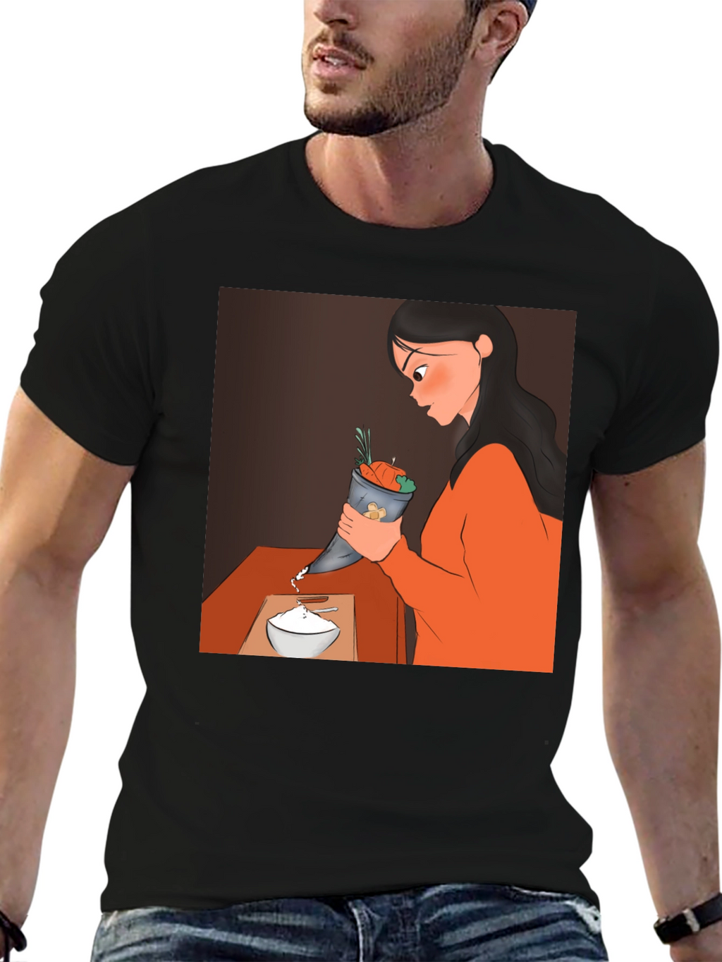 Cartoon Design Black T-Shirt