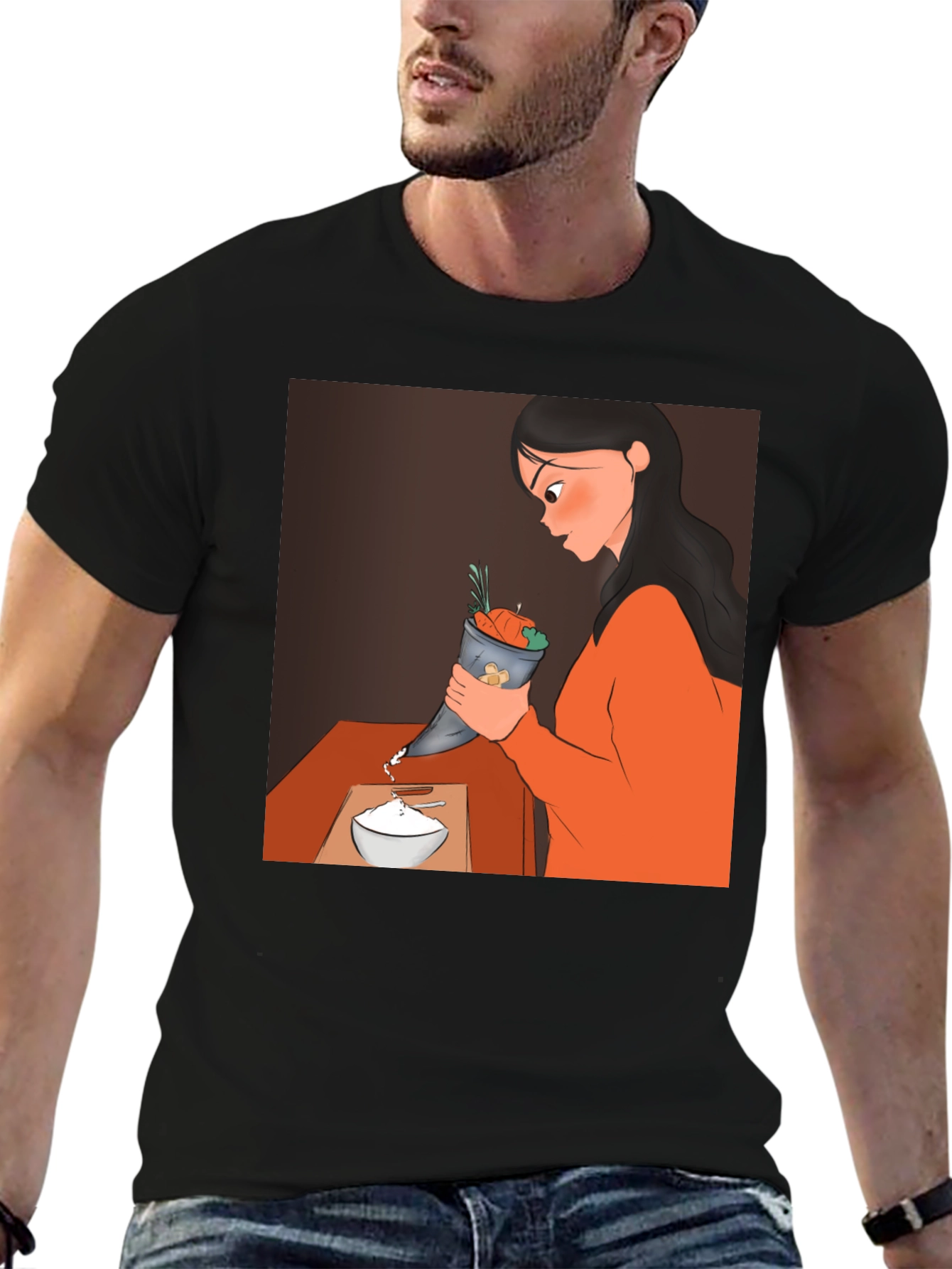 Cartoon Design Black T-Shirt