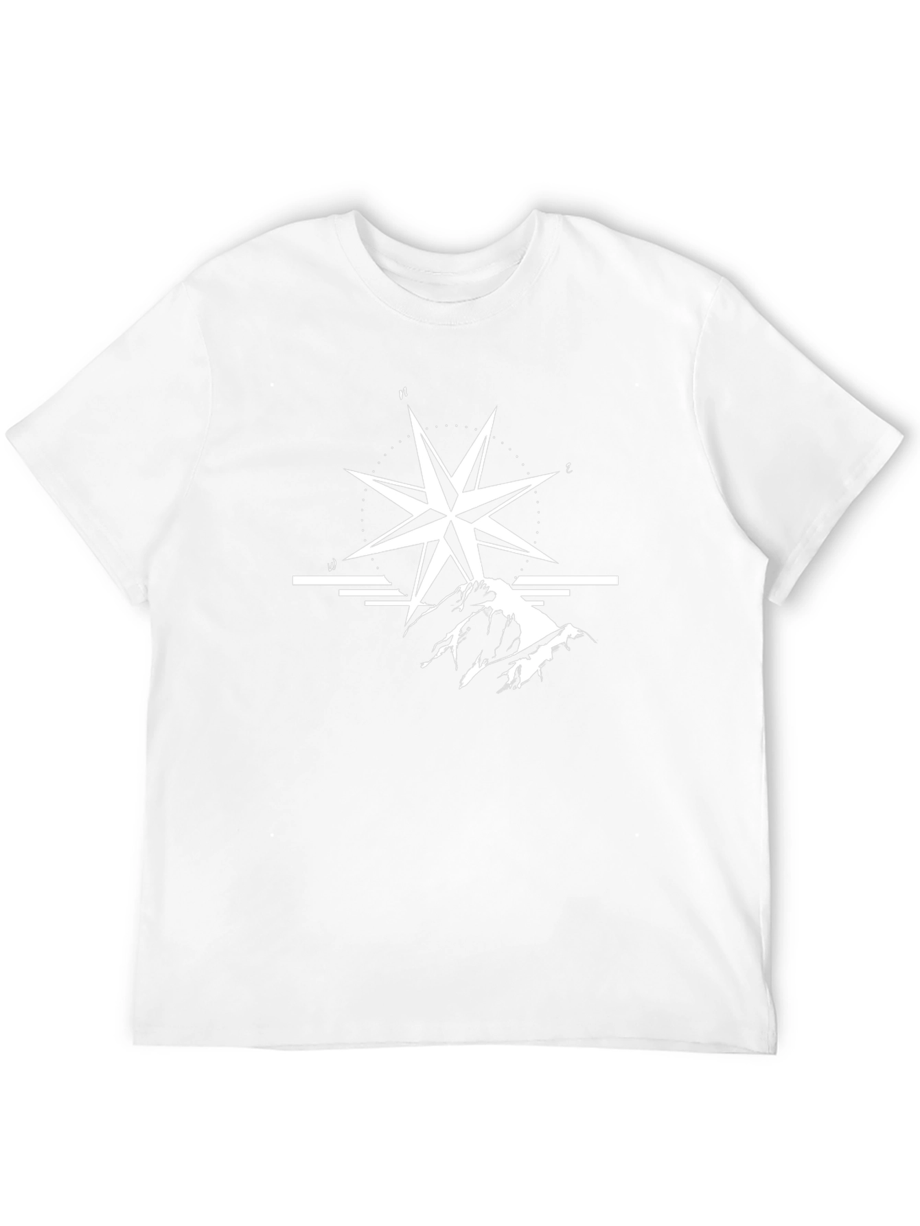 Black T-Shirt with Compass and Mountain Graphic
