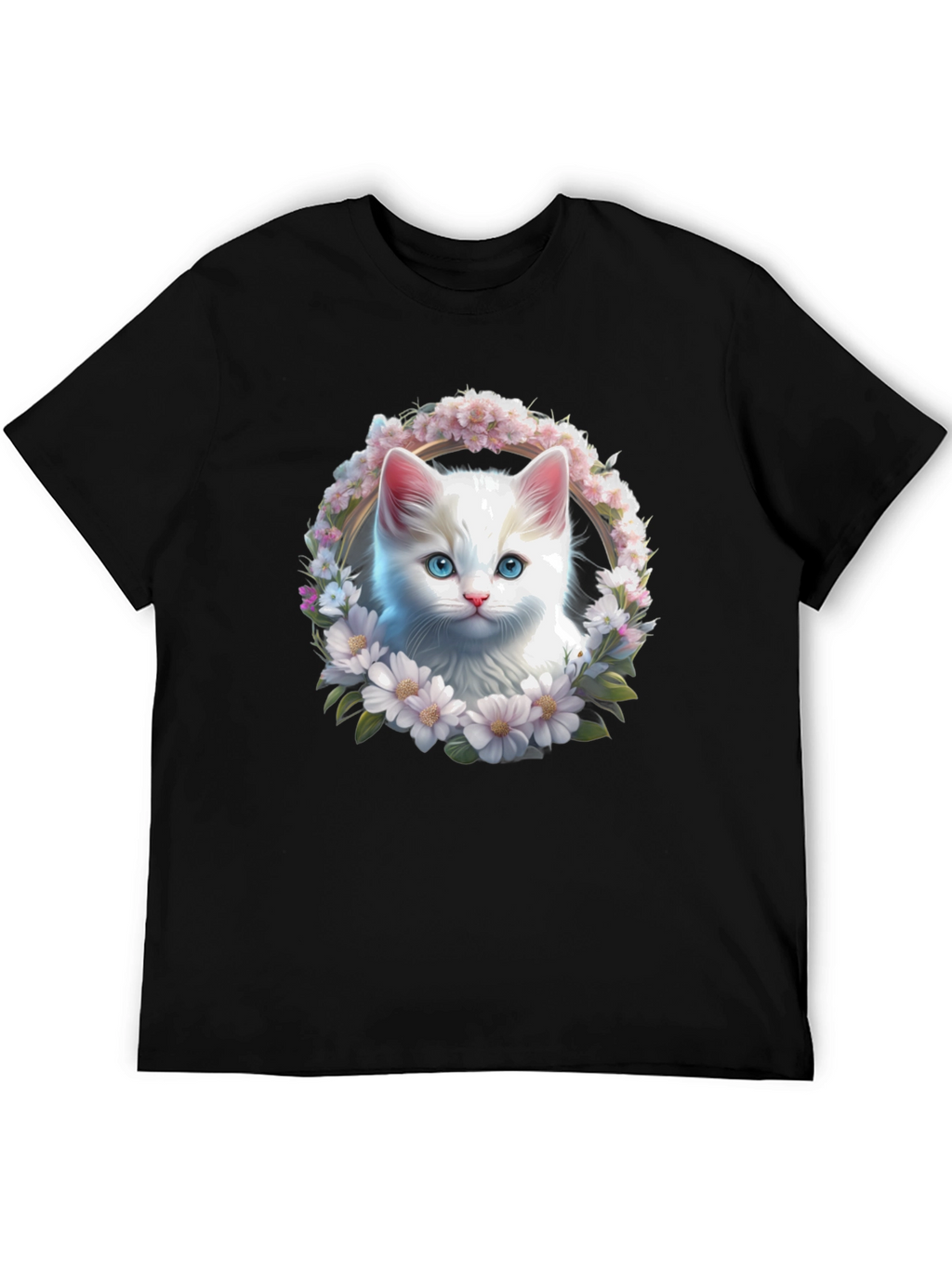 Cat Flower Wreath Graphic Tee