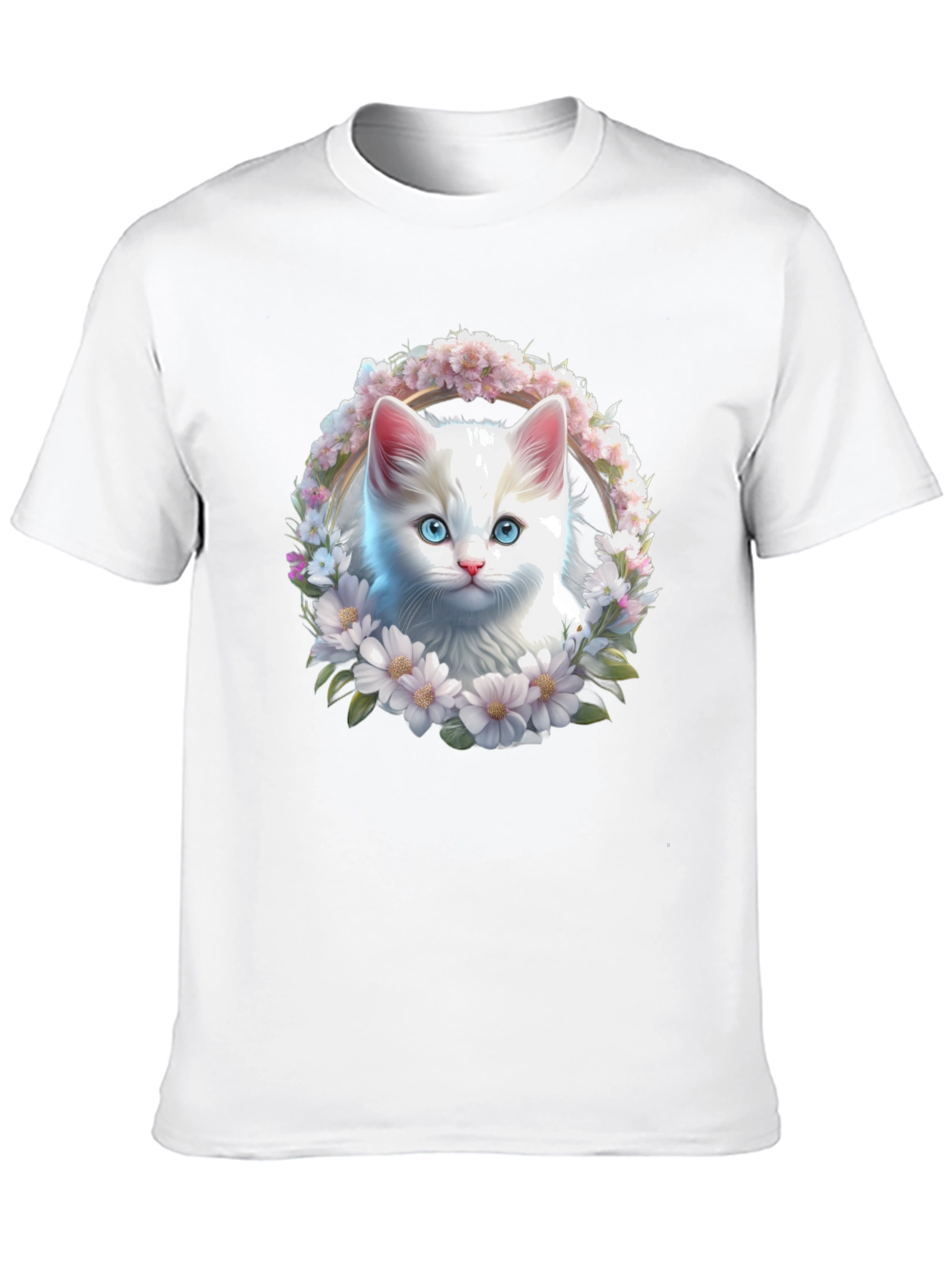 Cat Flower Wreath Graphic Tee