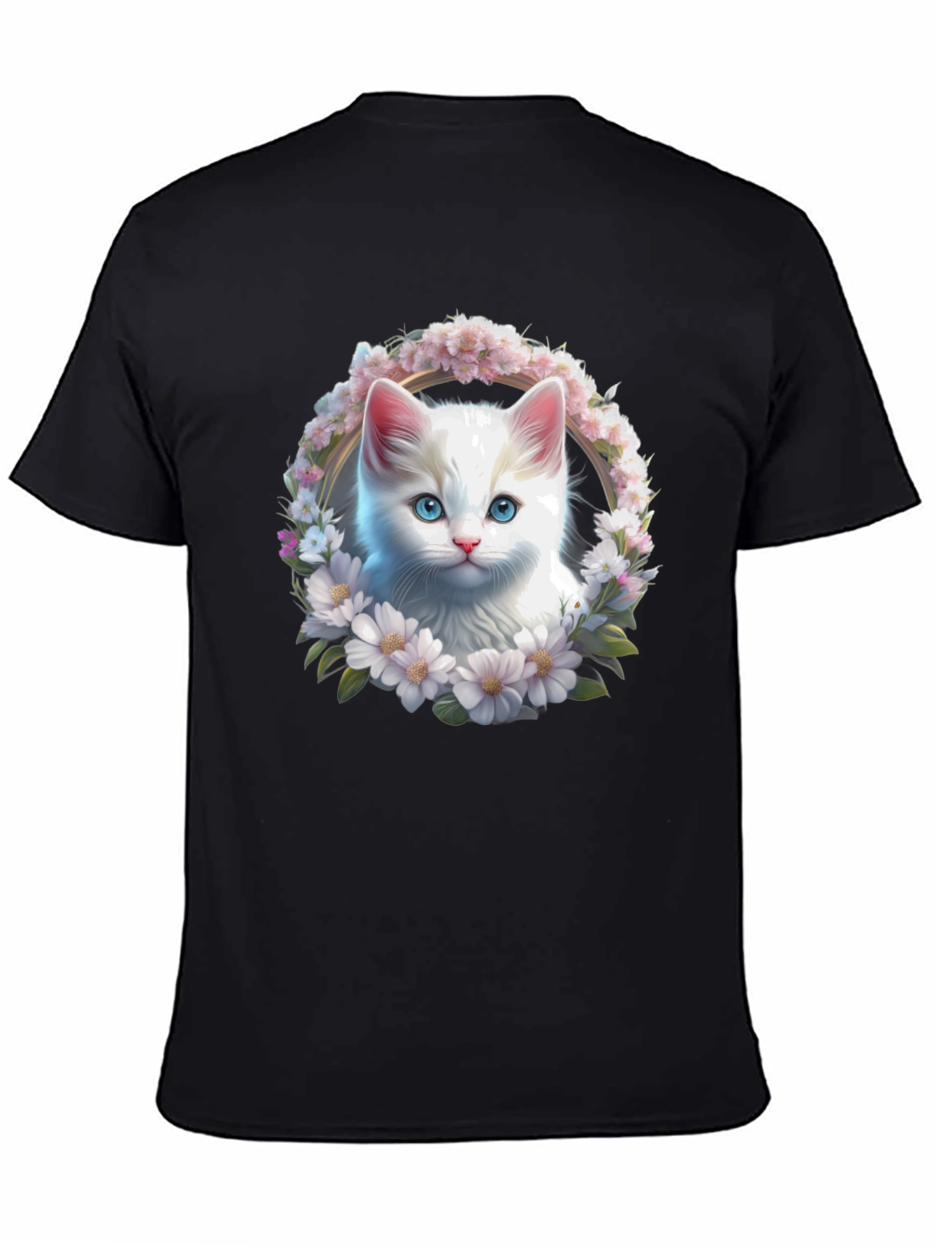 Cat Flower Wreath Graphic Tee