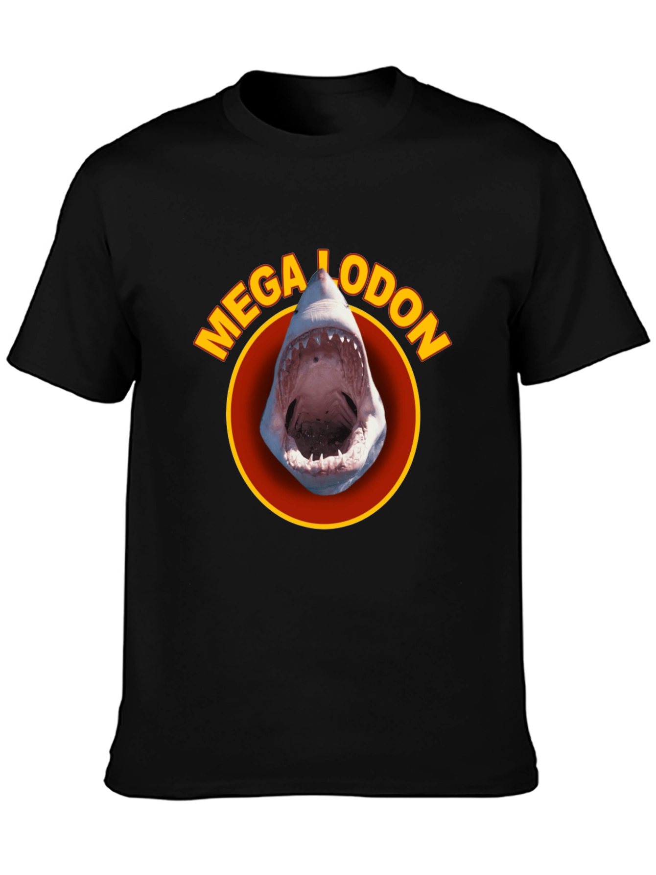 Megalodon Shark Graphic Tee - Black Cotton T-Shirt