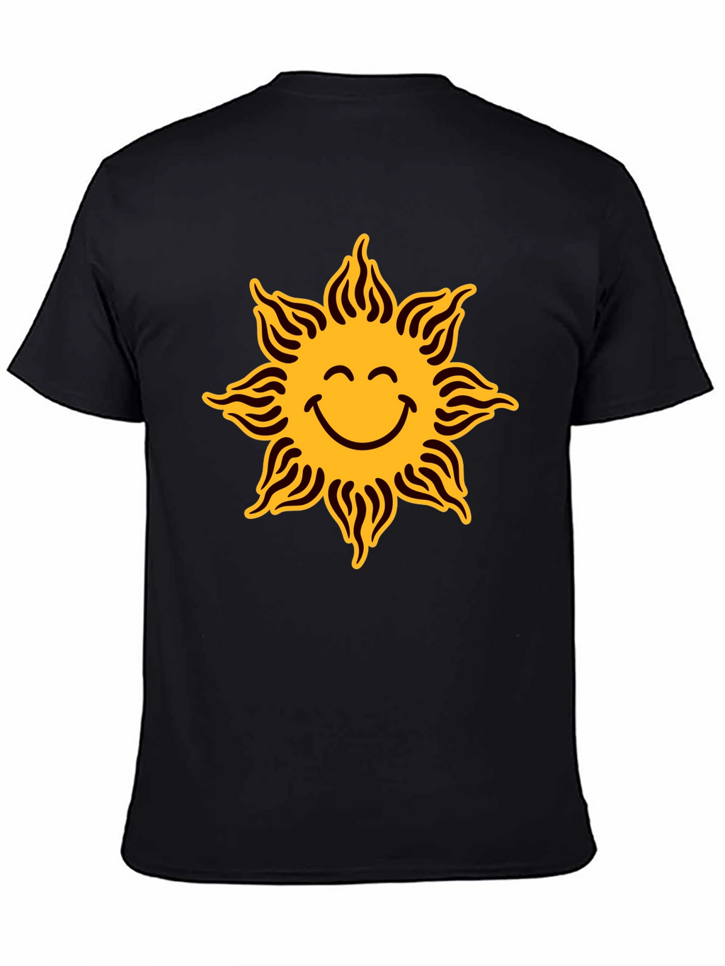 Smiley Sun Graphic Black T-Shirt