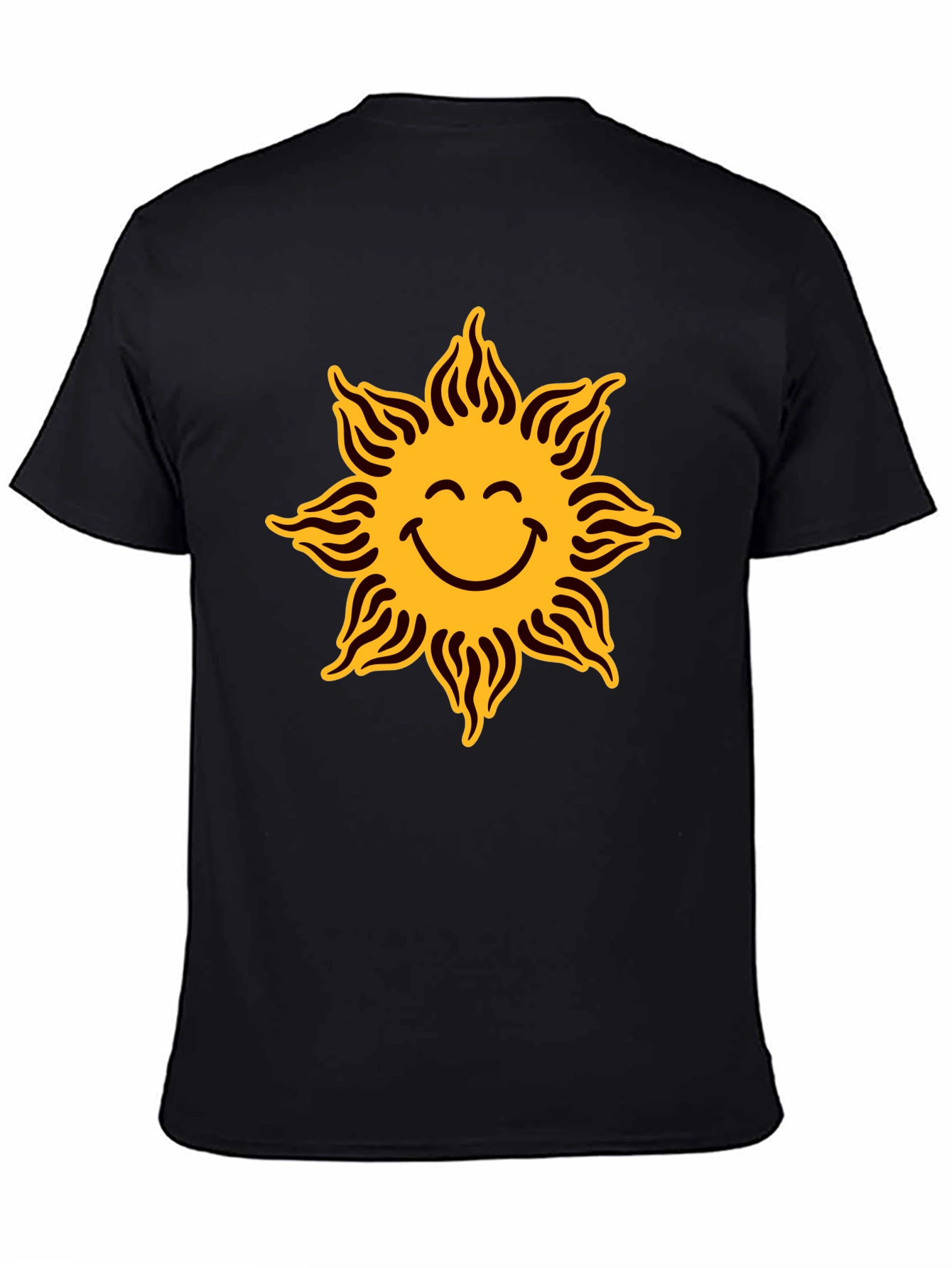 Smiley Sun Graphic Black T-Shirt