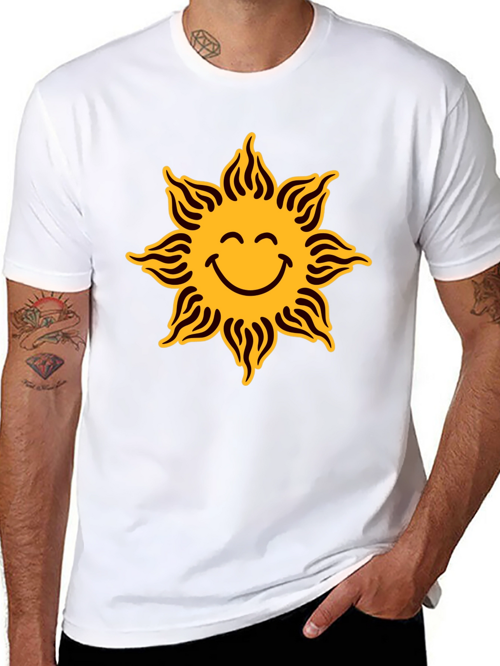 Smiley Sun Graphic Black T-Shirt