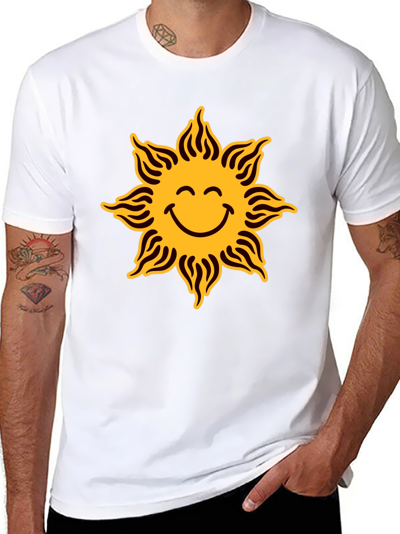 Smiley Sun Graphic Black T-Shirt
