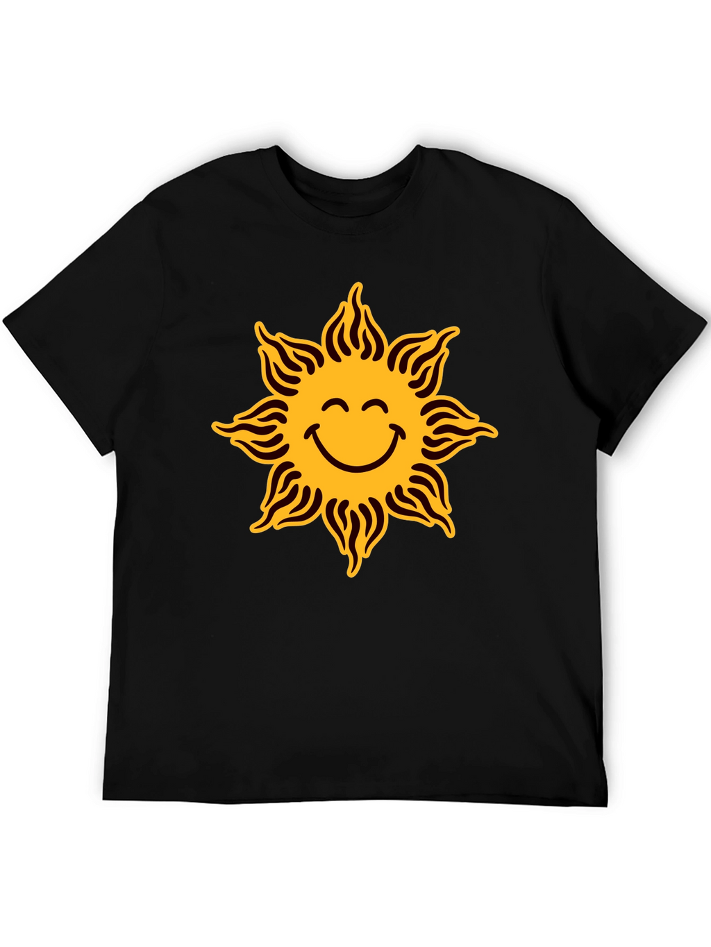 Smiley Sun Graphic Black T-Shirt