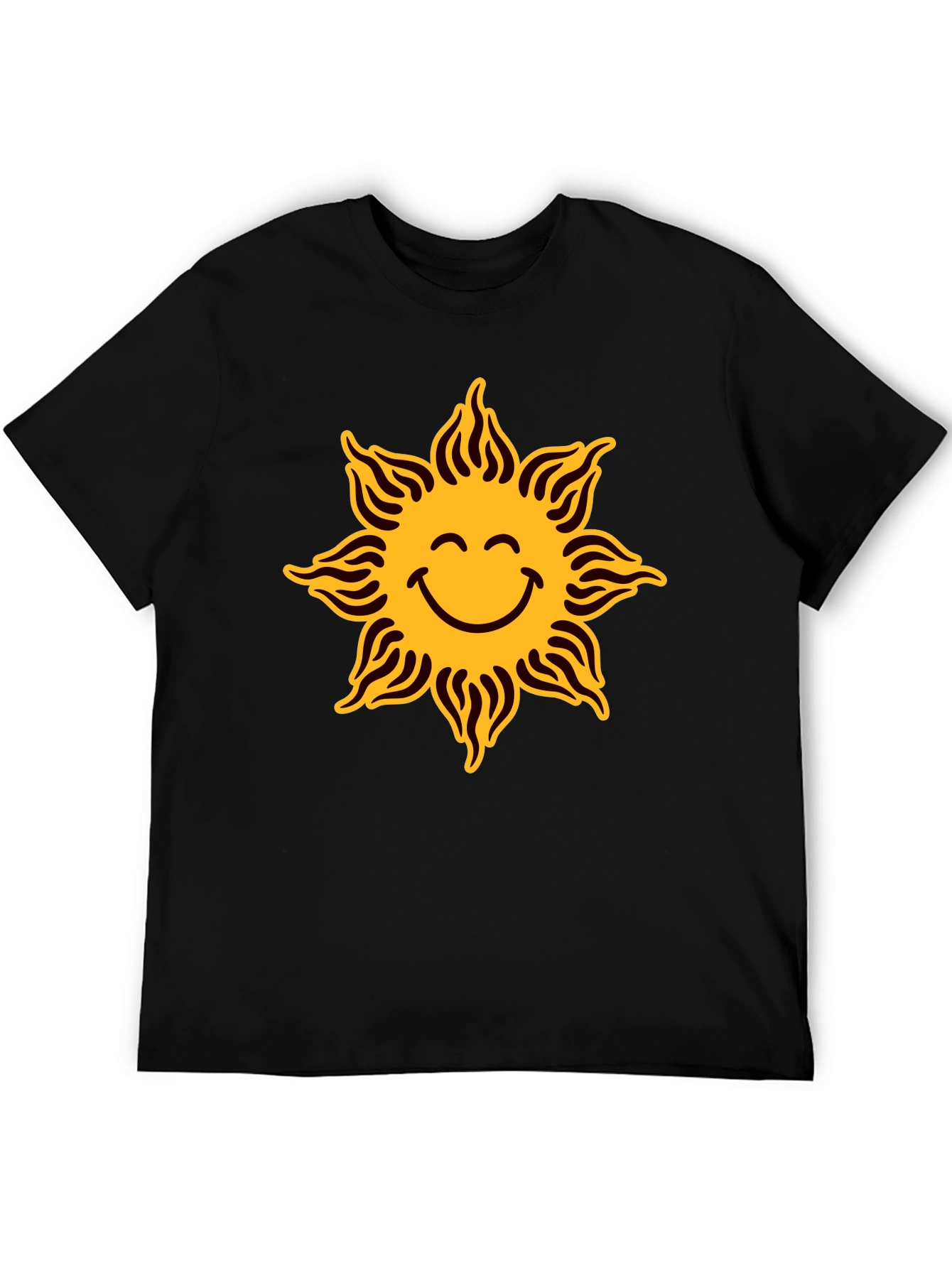Smiley Sun Graphic Black T-Shirt