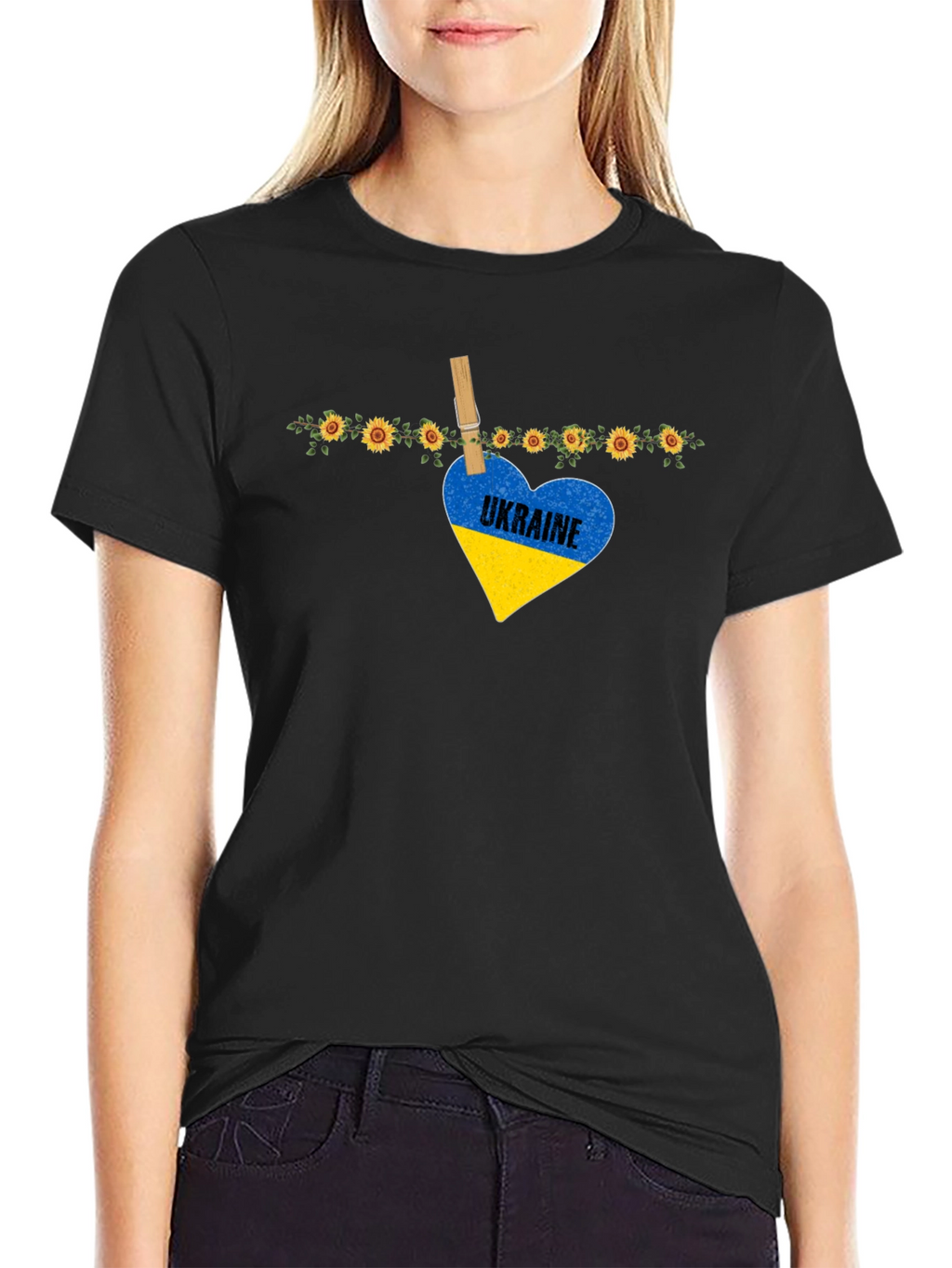 Ukraine Heart Sunflower Graphic T-Shirt