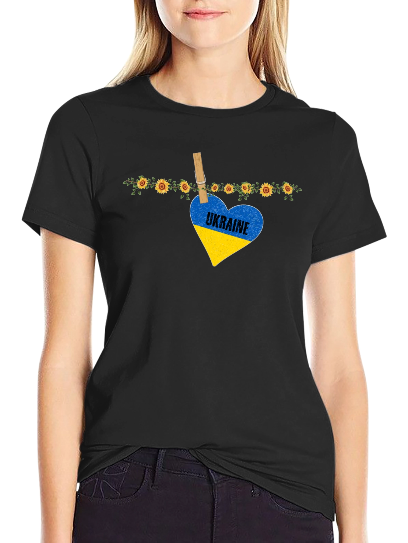 Ukraine Heart Sunflower Graphic T-Shirt