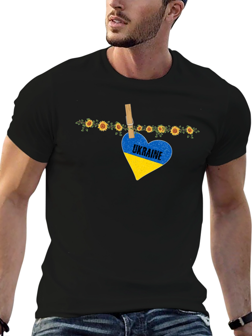 Ukraine Heart Sunflower Graphic T-Shirt